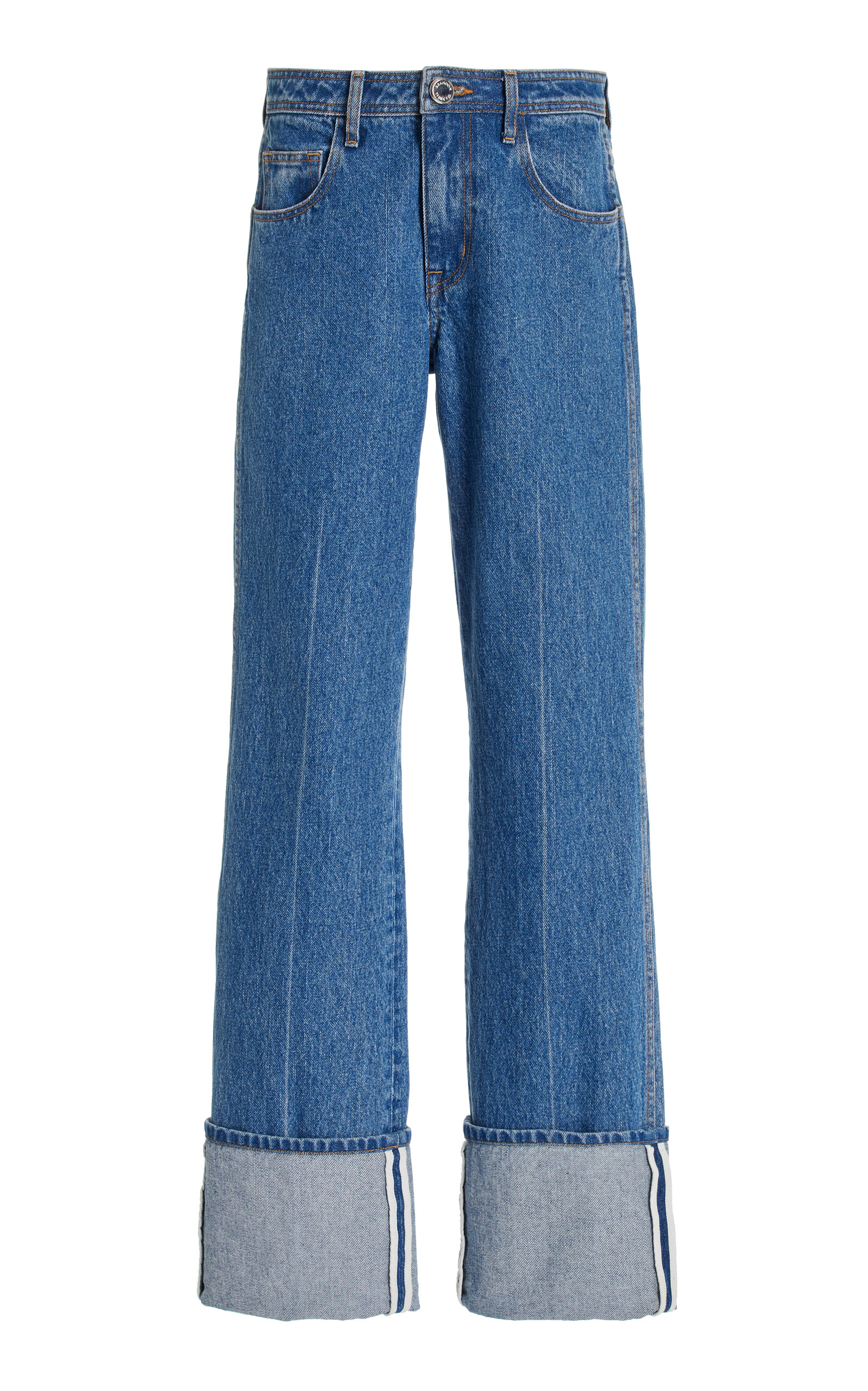 Brandon Maxwell The Alexa Mid-rise Straight-leg Jeans In Medium Wash