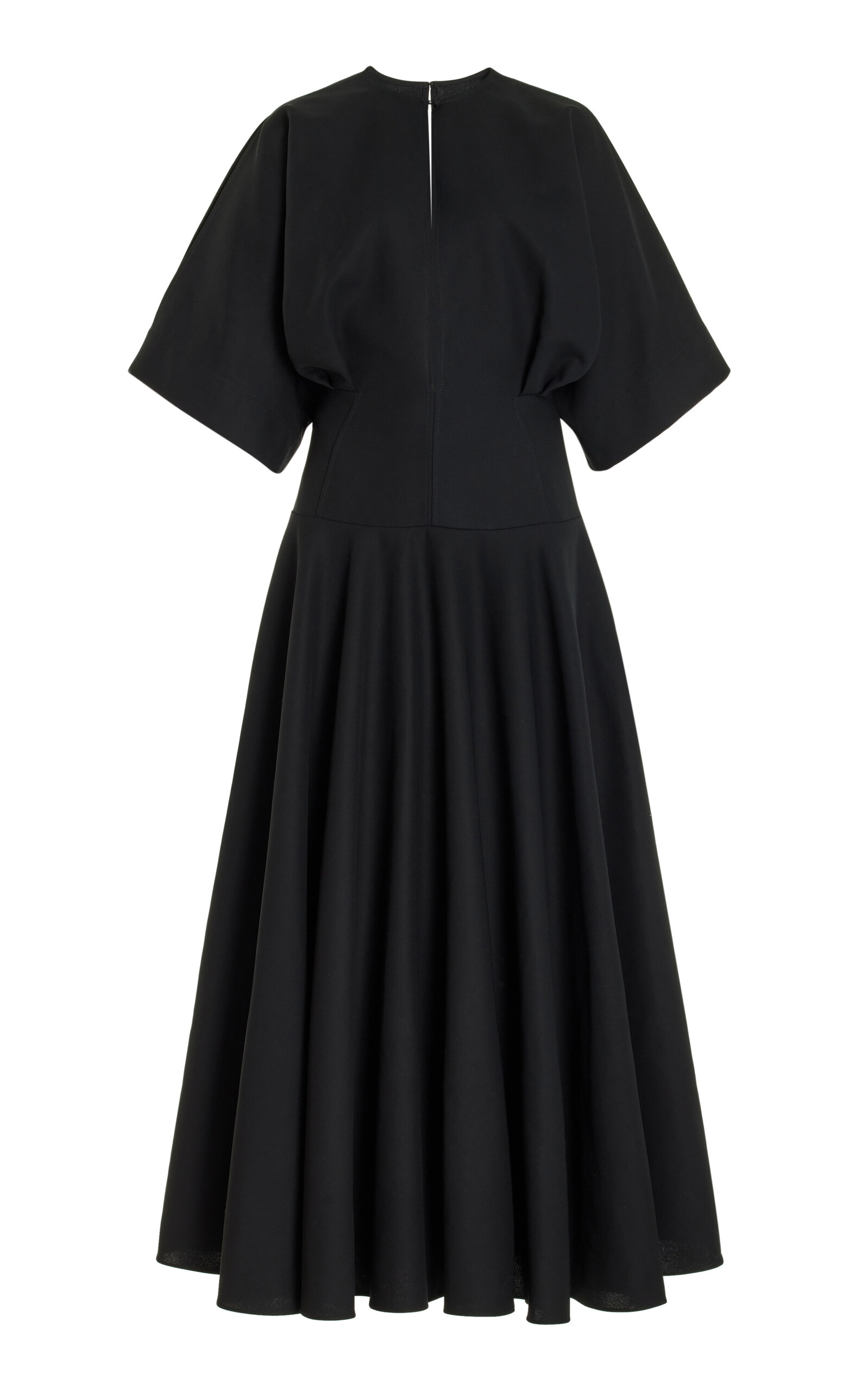 Brandon Maxwell The Darcy Kimono-sleeve Cotton Maxi Dress In Black