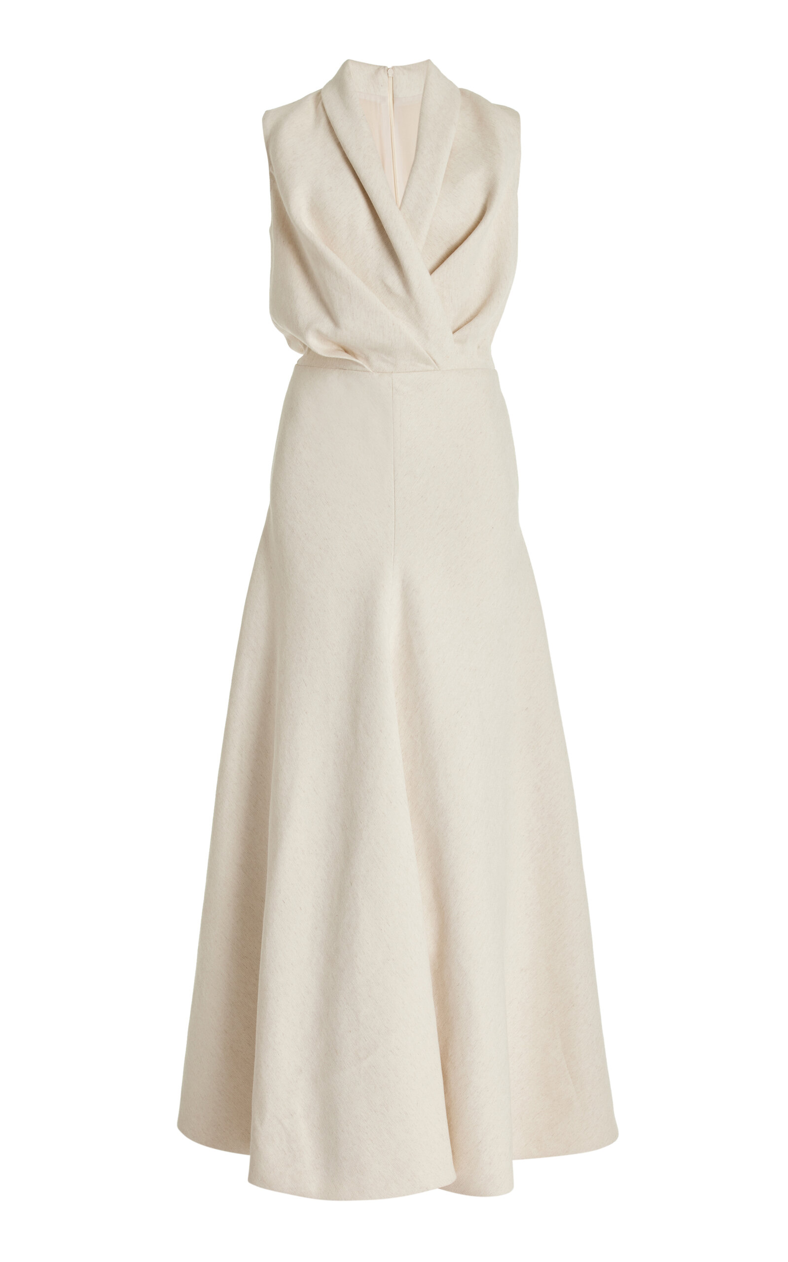 Brandon Maxwell The Emelie Wrap-front Silk-crepe Maxi Dress In Neutral