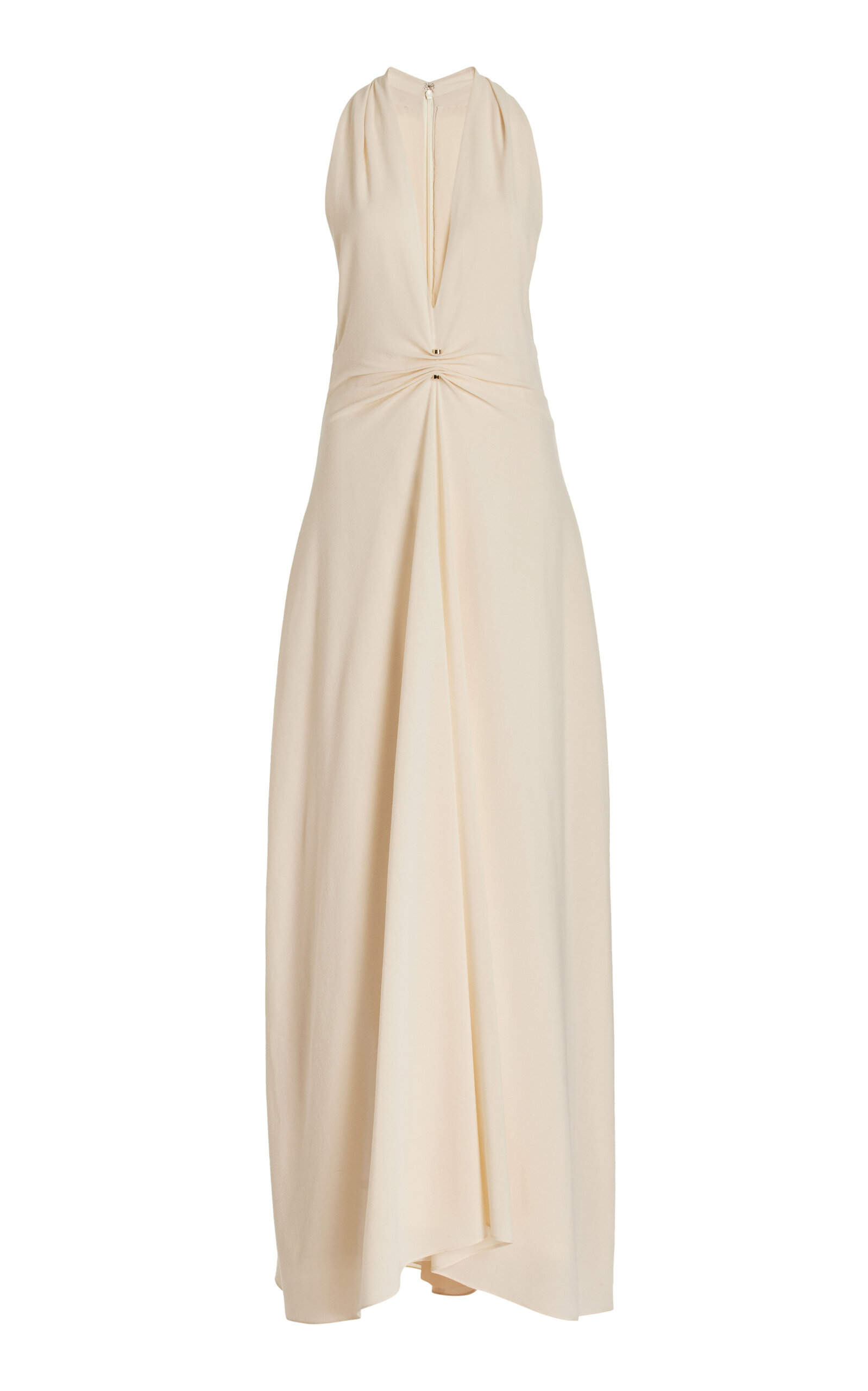Brandon Maxwell The Banks Deep-v Stretch-crepe Maxi Dress In Ivory