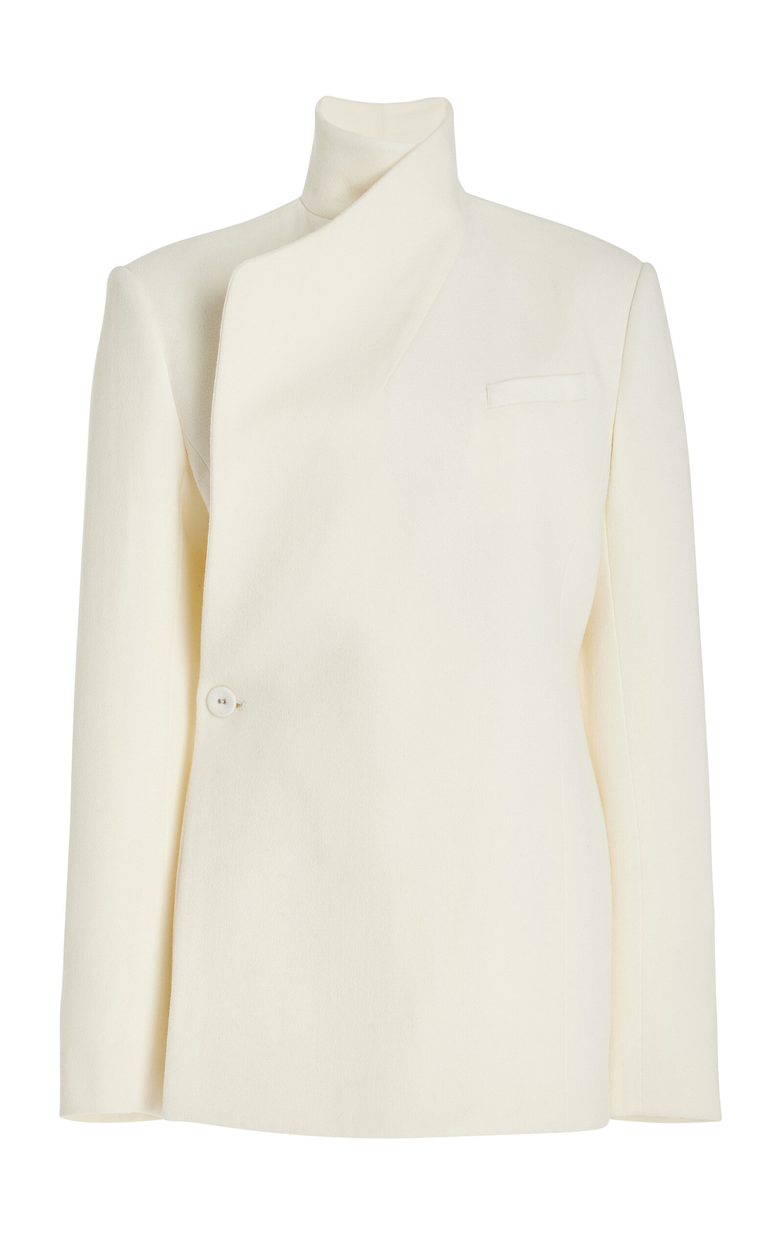 Brandon Maxwell The Roslyn Double-breasted Wool-crepe Jacket In Ivory