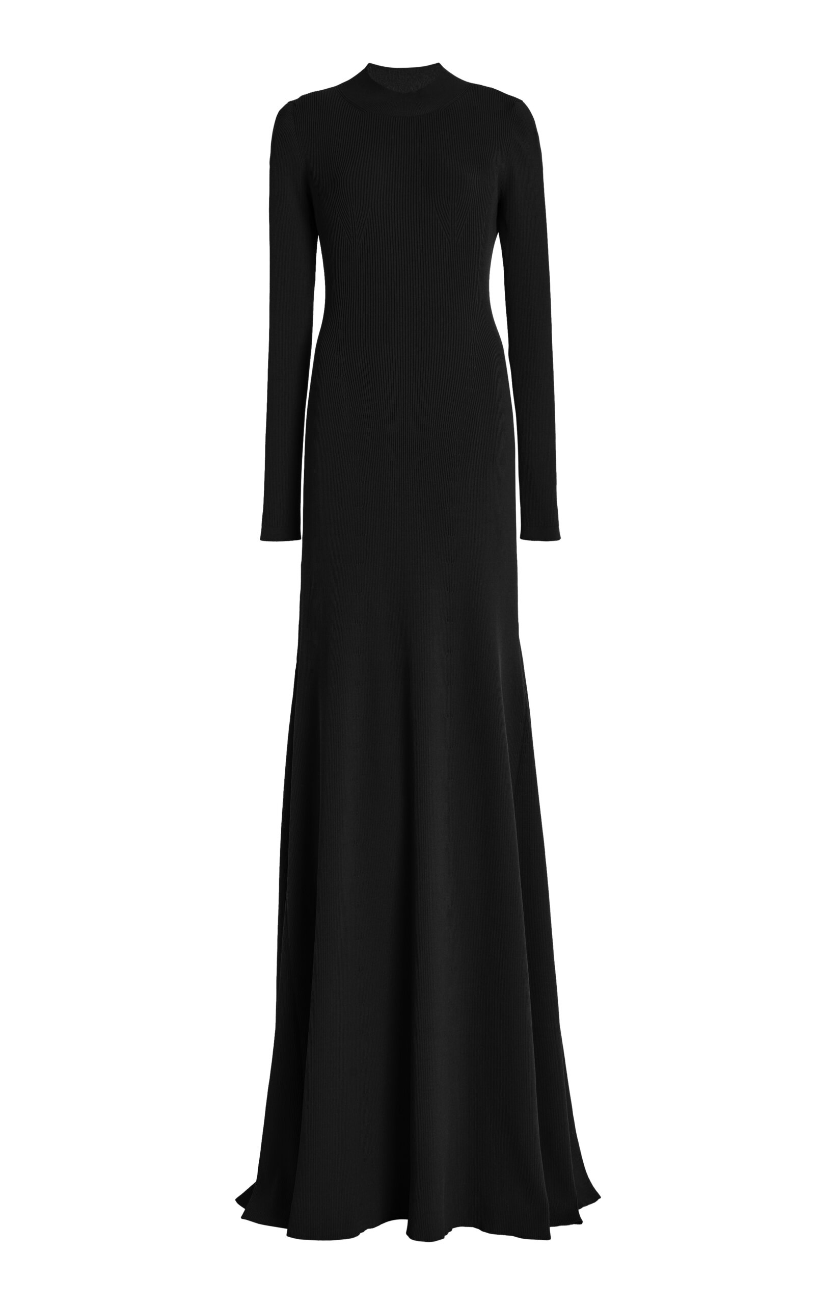 Brandon Maxwell The Vanessa Mock Neck Knit Wool-Blend Maxi Dress - Black
