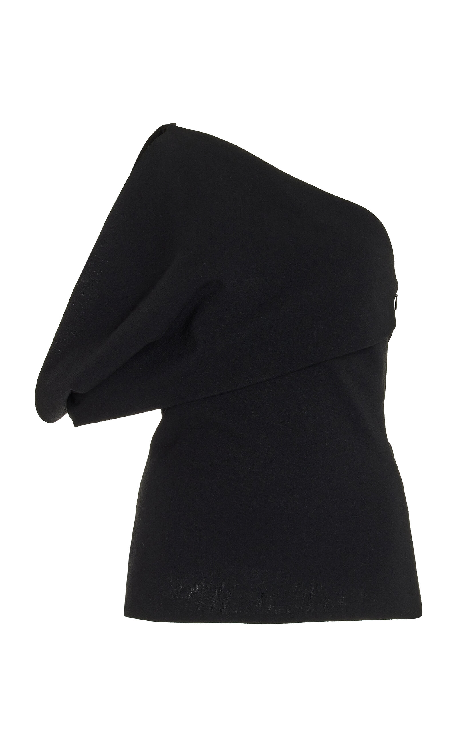 Brandon Maxwell The Kaia One-shoulder Stretch-crepe Top In Black