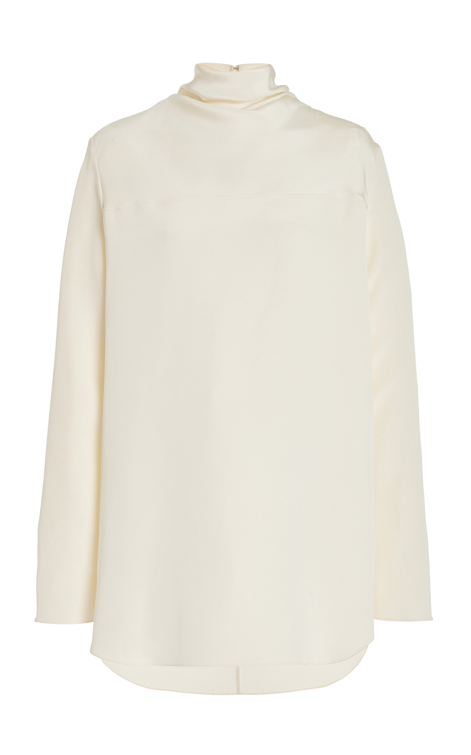 Brandon Maxwell The Luna Cowl Neck Silk-crepe Blouse In Ivory