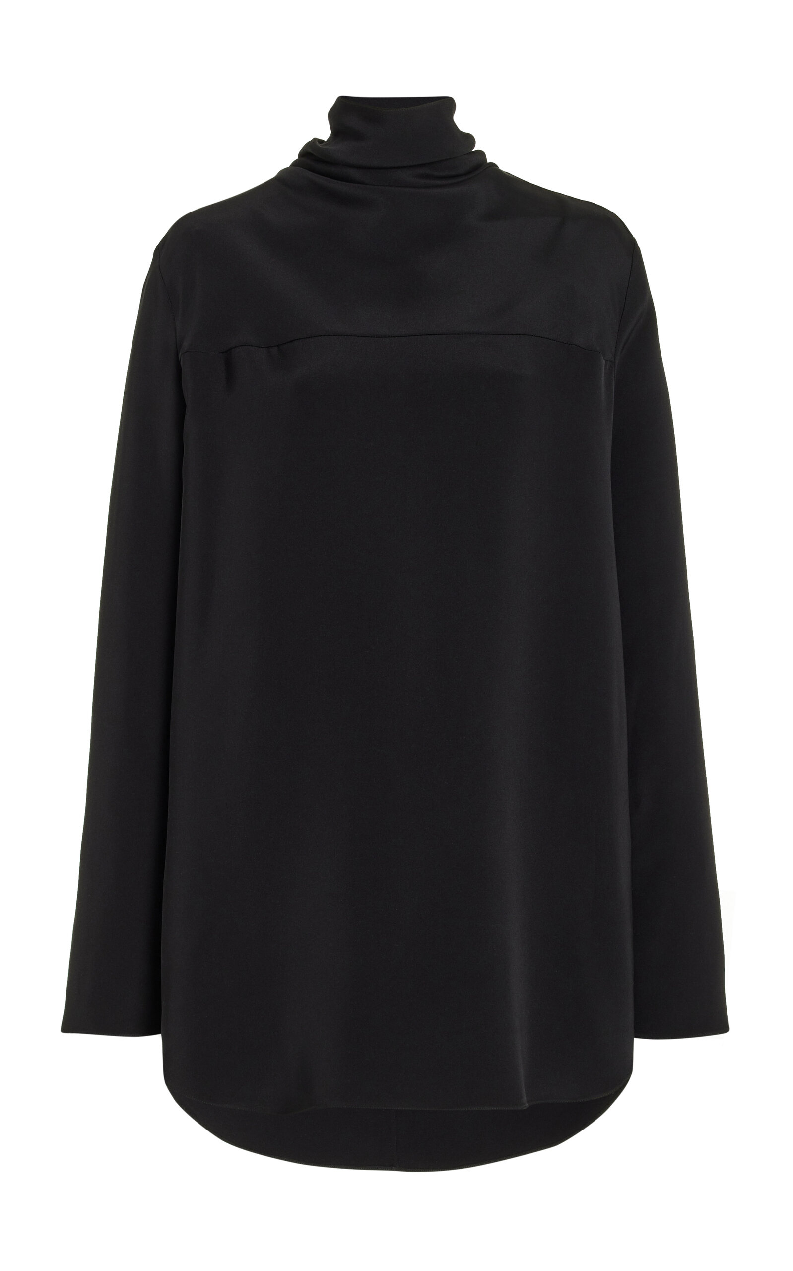 Brandon Maxwell The Luna Cowl Neck Silk-crepe Blouse In Black