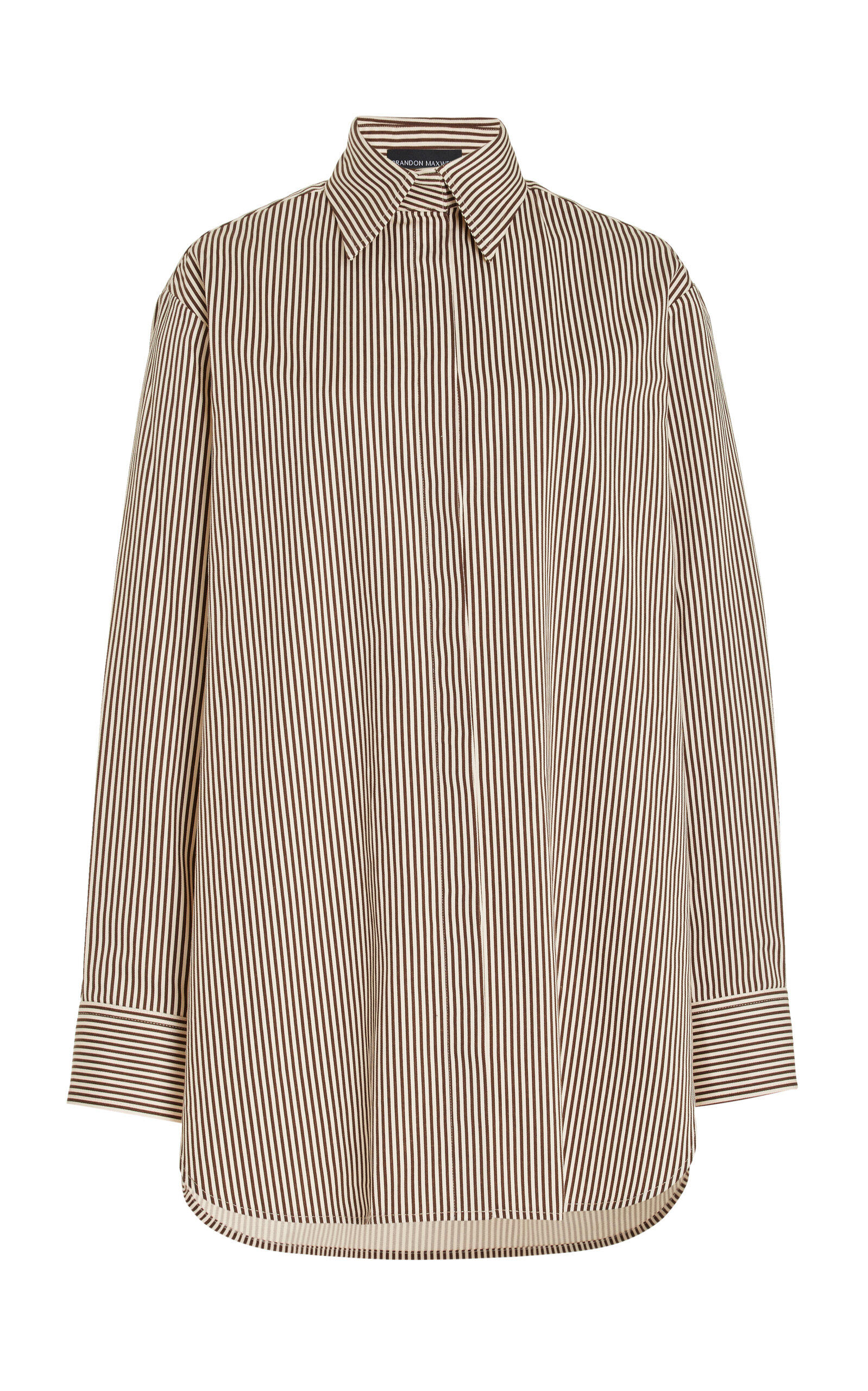 Brandon Maxwell The Phillippa Striped Cotton Mini Shirt Dress