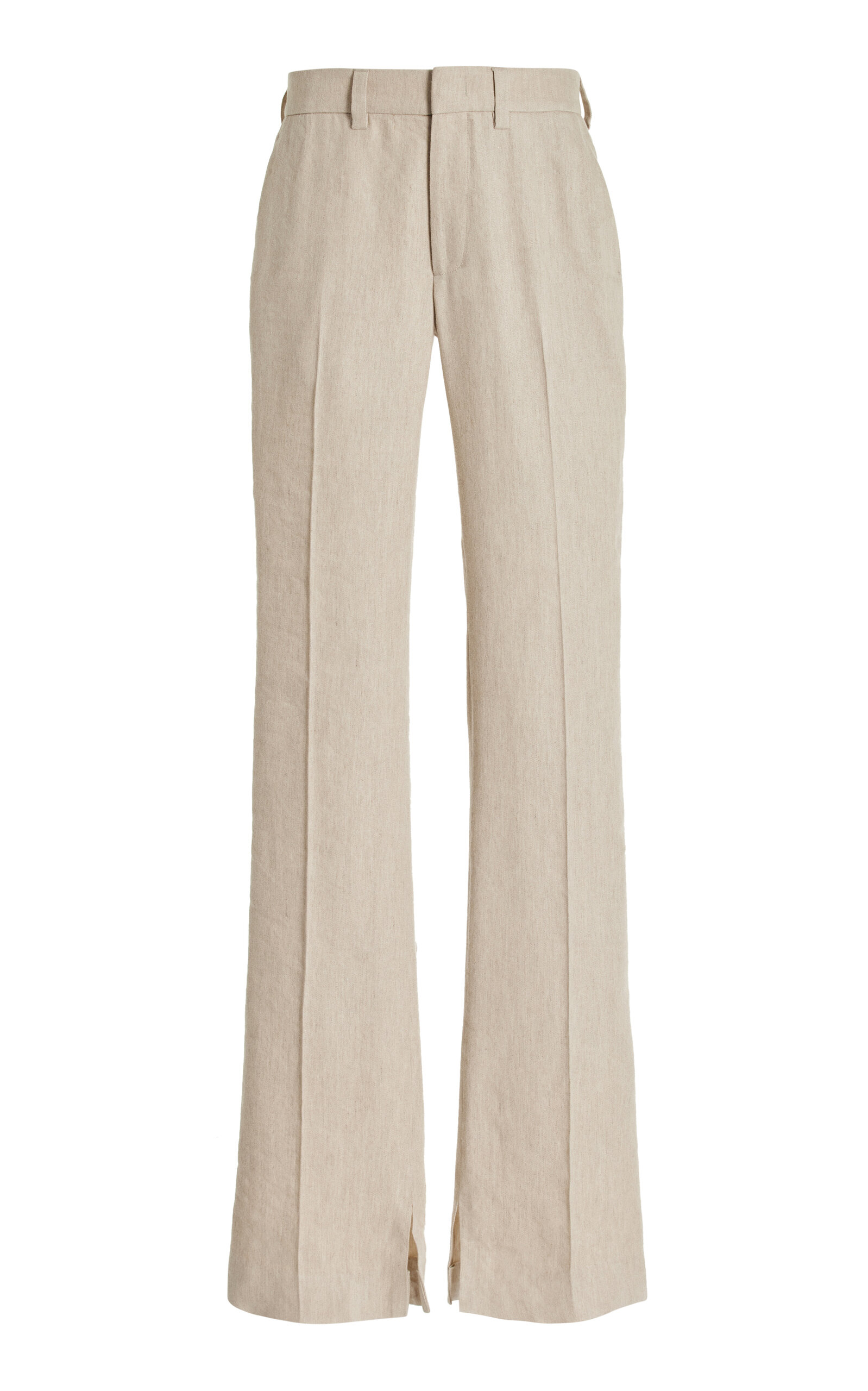 Brandon Maxwell The Cameron Linen-silk Straight-leg Trousers In Neutral