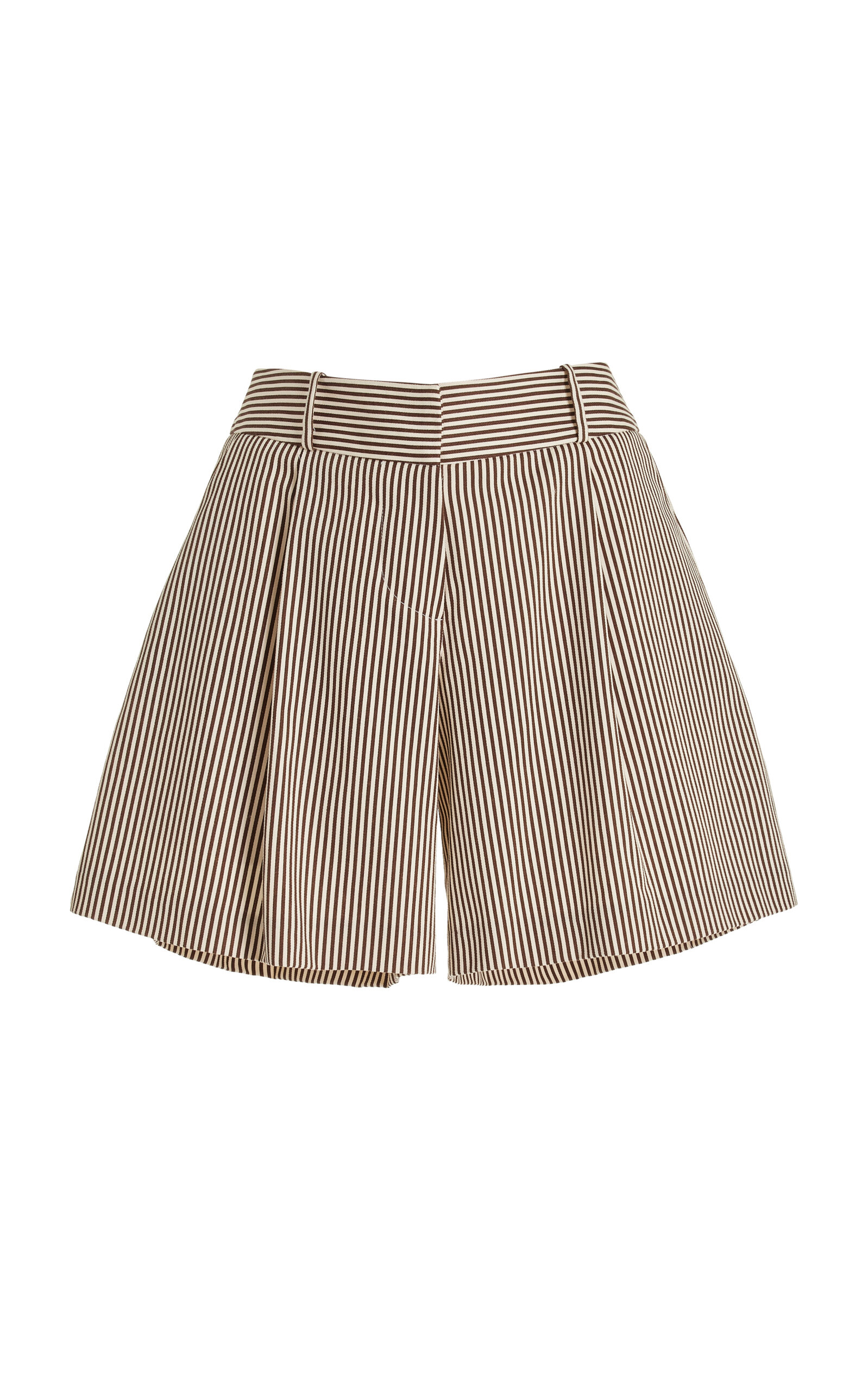 Brandon Maxwell The Essie Pleated Cotton-twill Shorts In Stripe
