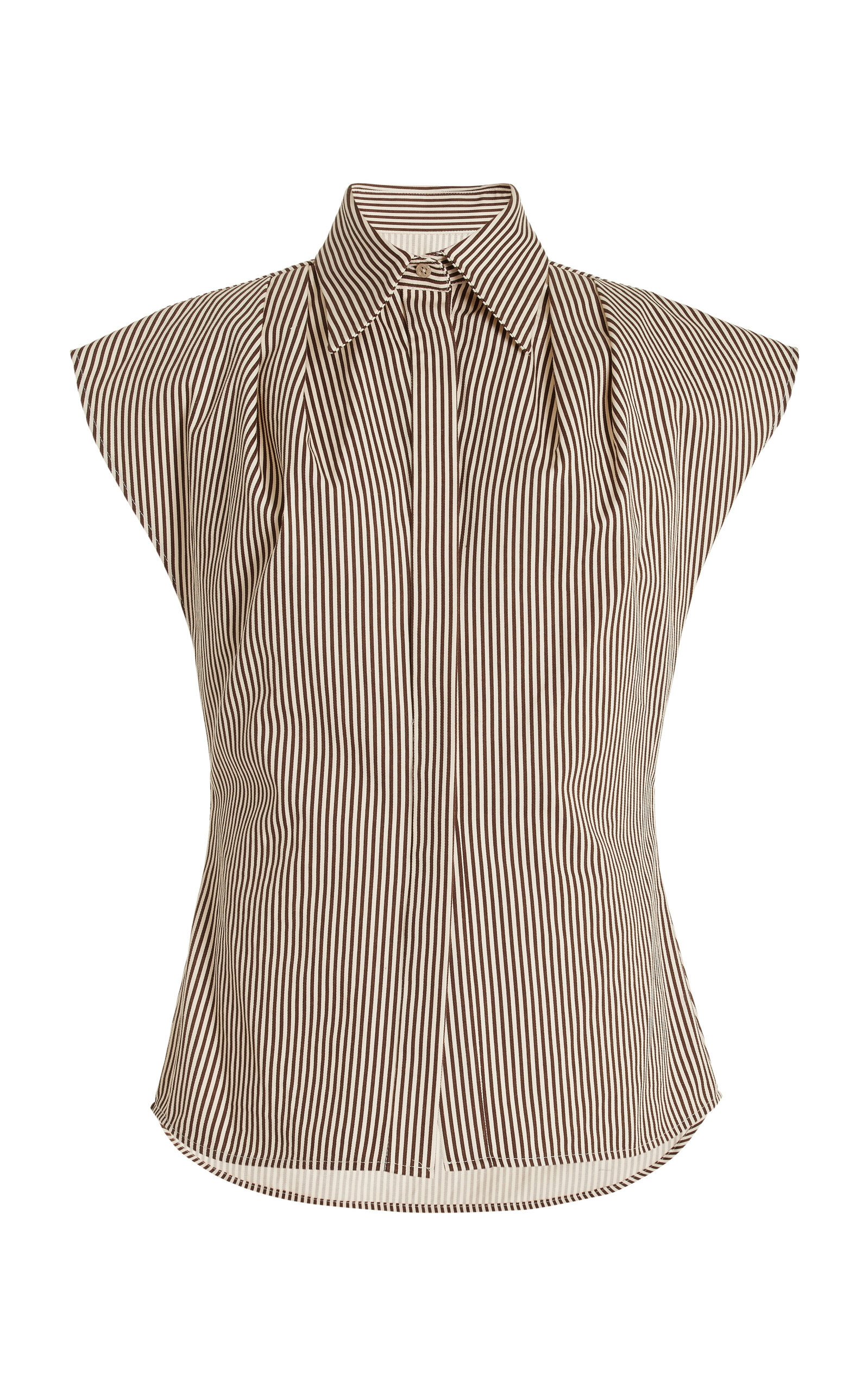 Brandon Maxwell The Gabi Pleated Cotton-twill Shirt In Stripe