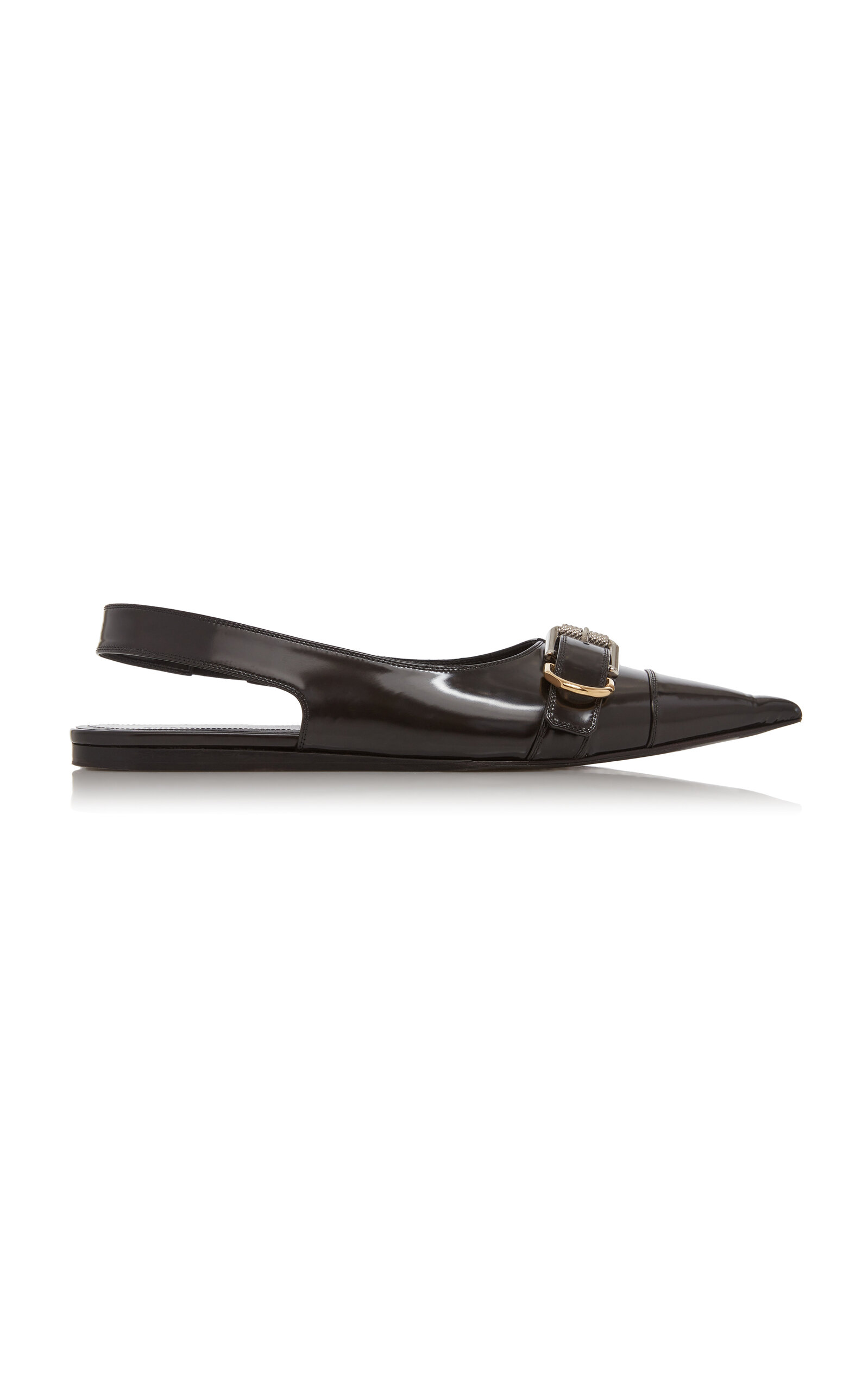 GIVENCHY VOYOU BUCKLE-DETAILED LEATHER SLINGBACK FLATS