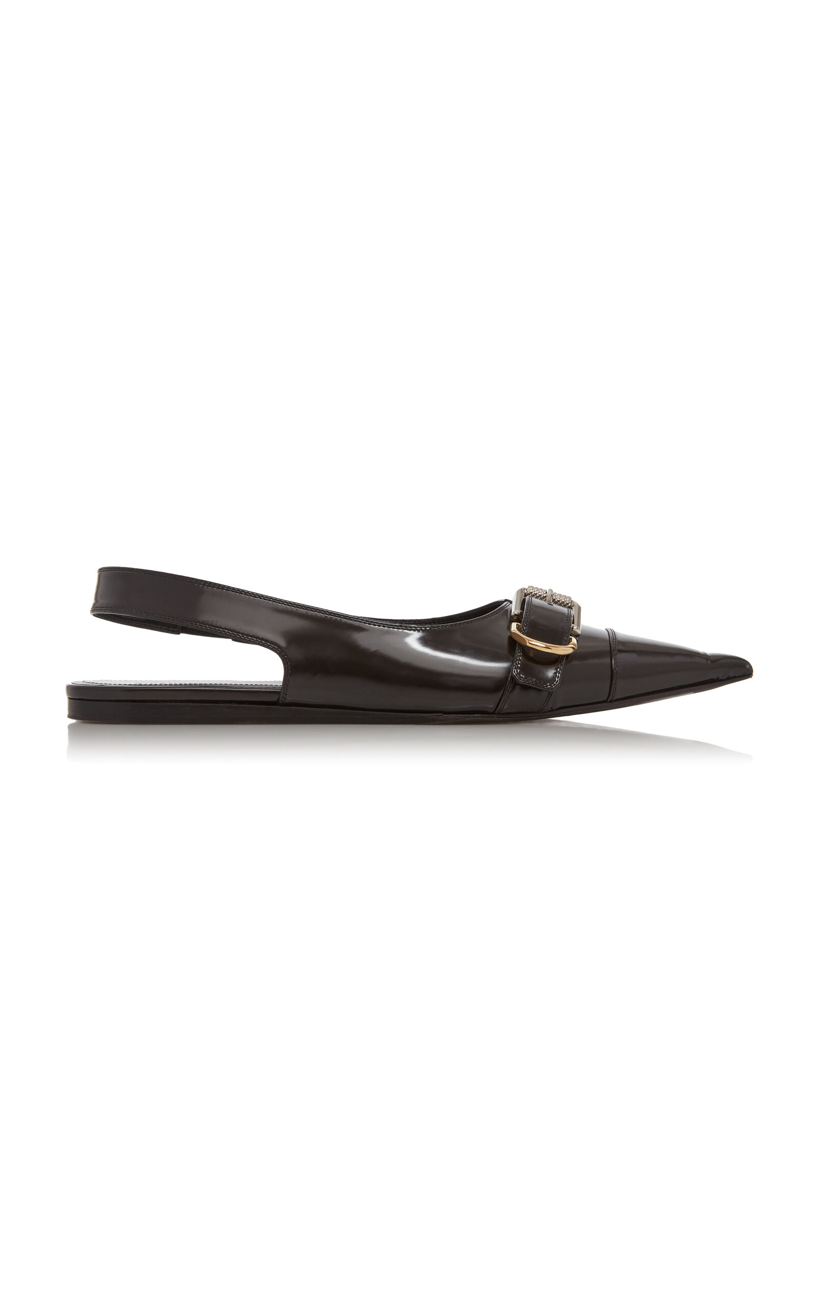 Givenchy Voyou Buckle-detailed Leather Slingback Flats In Black