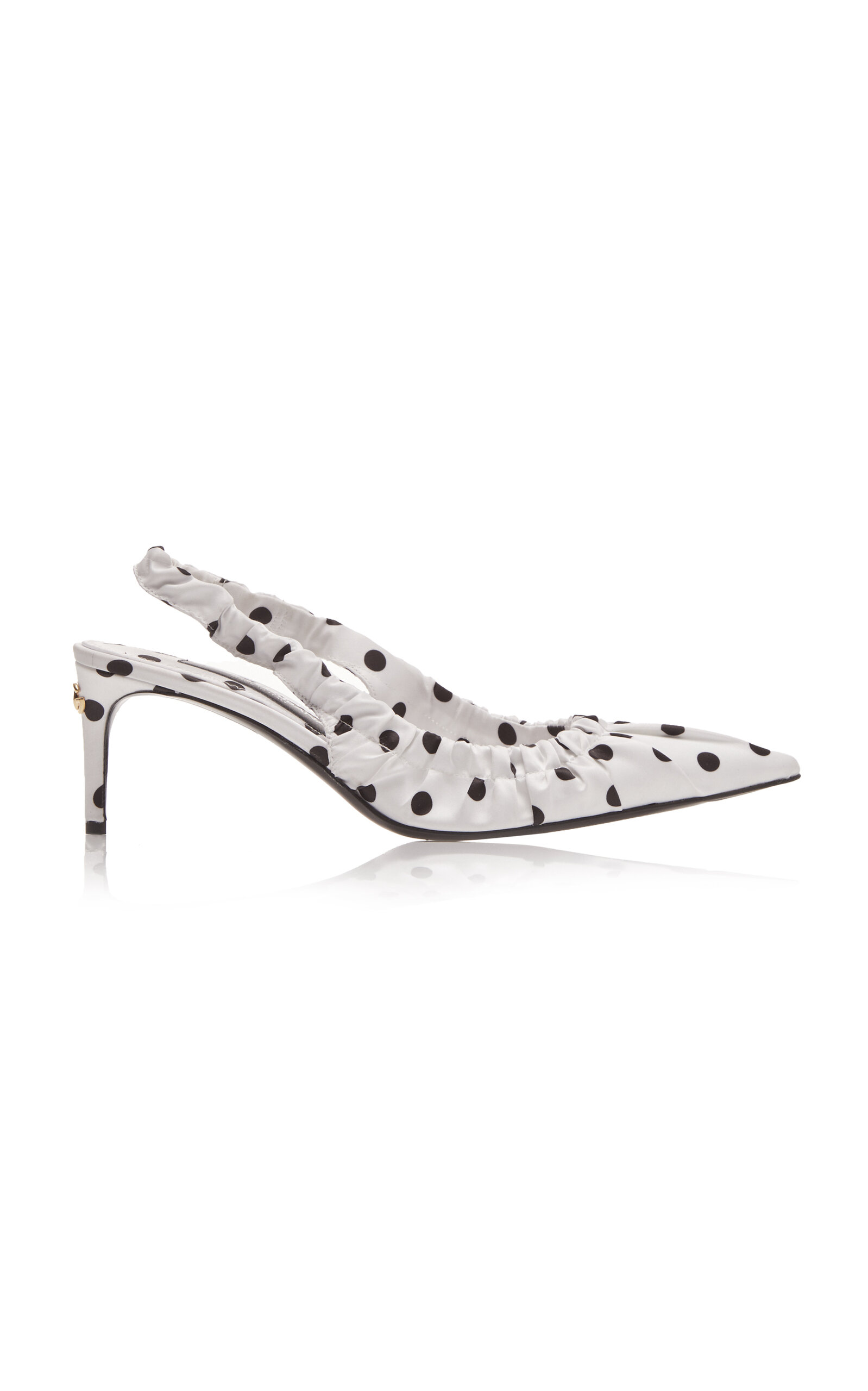 Dolce & Gabbana Formale Polka-dotted Slingback Pumps In White