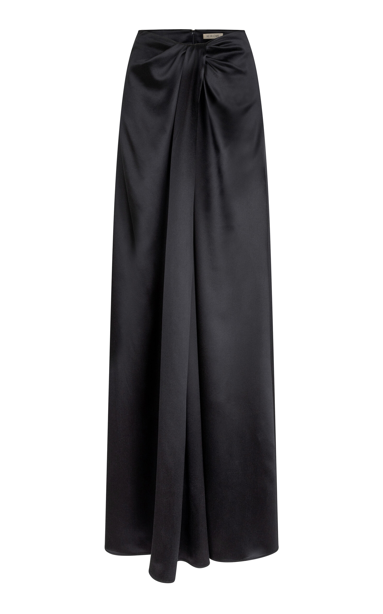 Heirlome Ruched Silk Maxi Skirt In Black