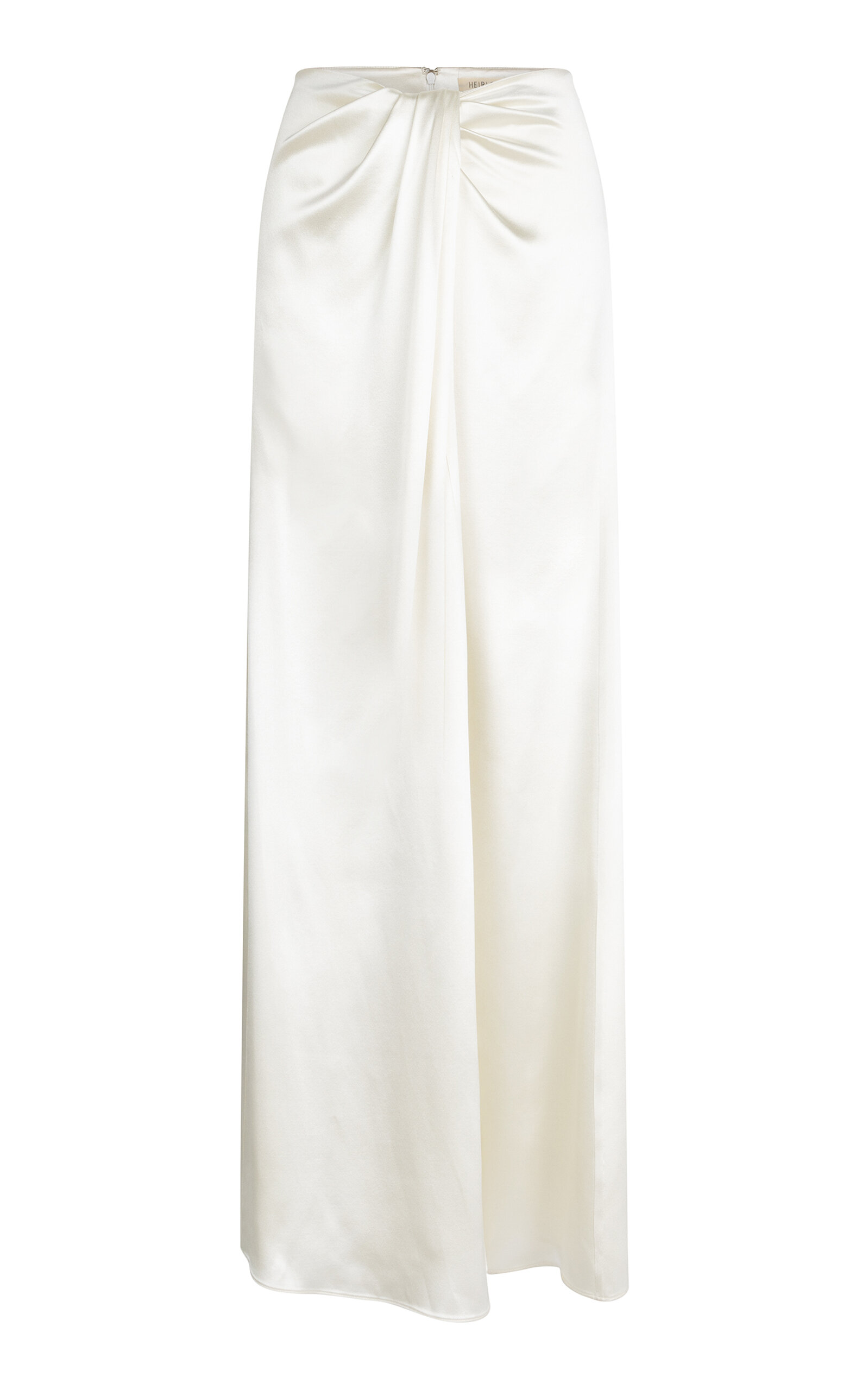 Heirlome Ruched Silk Maxi Skirt In Ivory