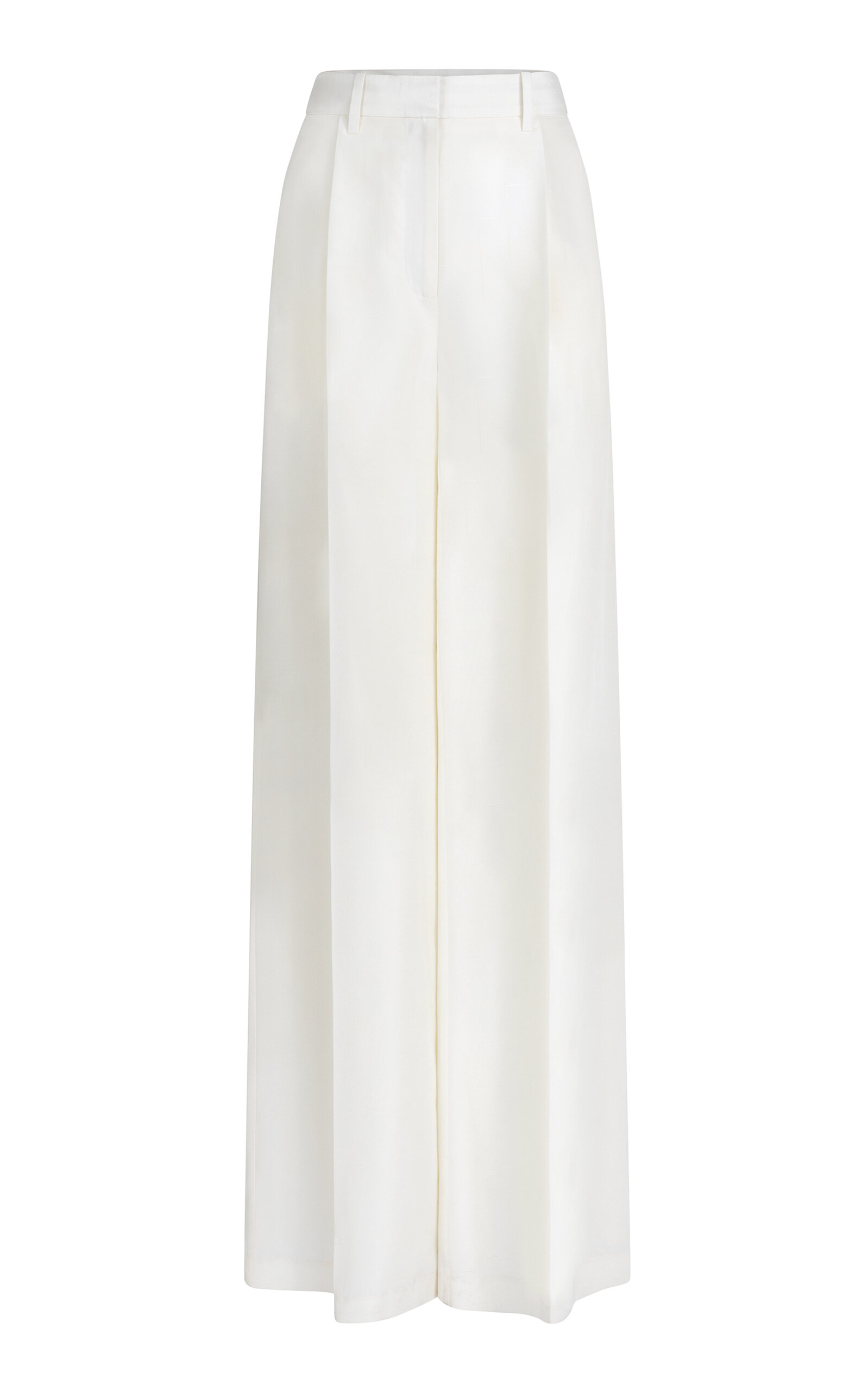 Heirlome Pleated High-rise Silk-shantung Trousers In Ivory