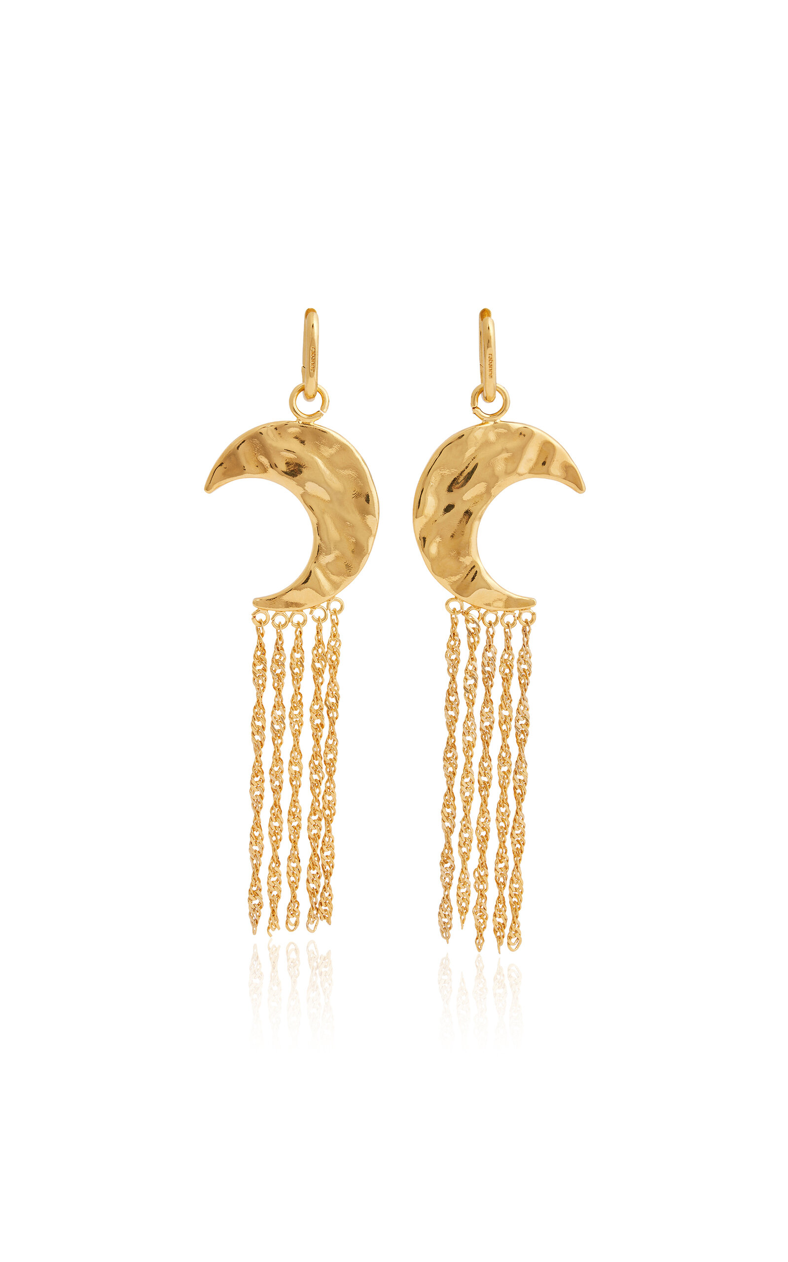 Rabanne Brass Moon Dangly Earrings In Gold