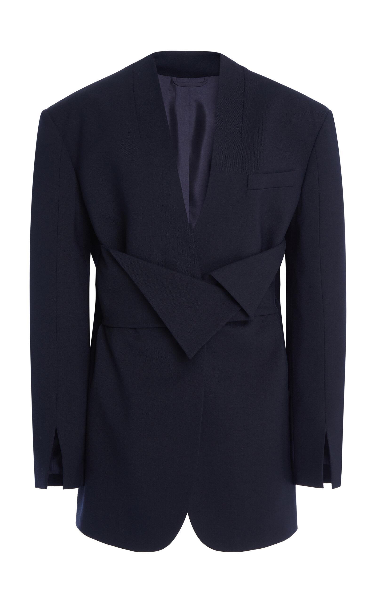 Belted Wool-Blend Suiting Blazer