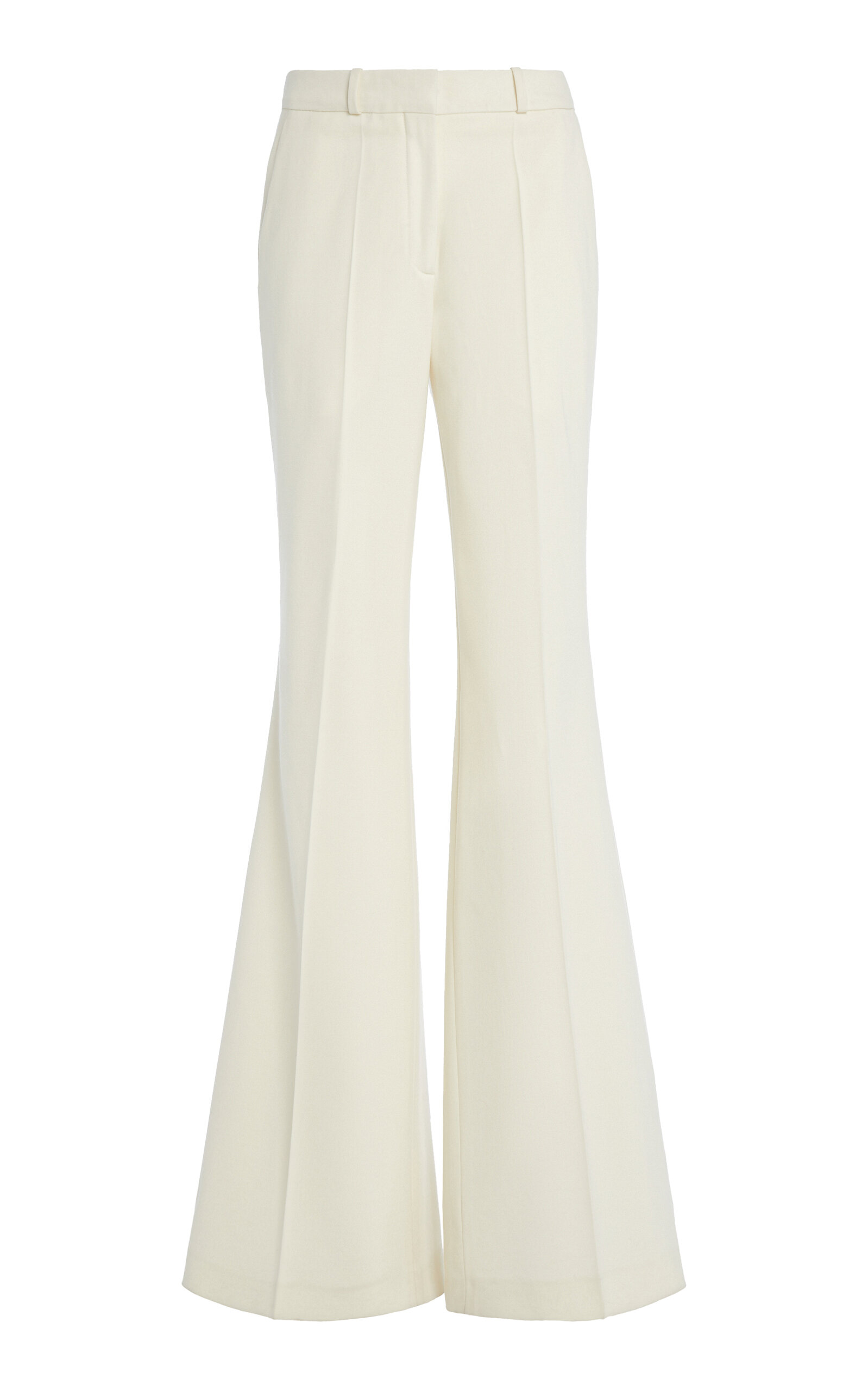Shop Del Core Flared Wool-blend Pants In Ivory