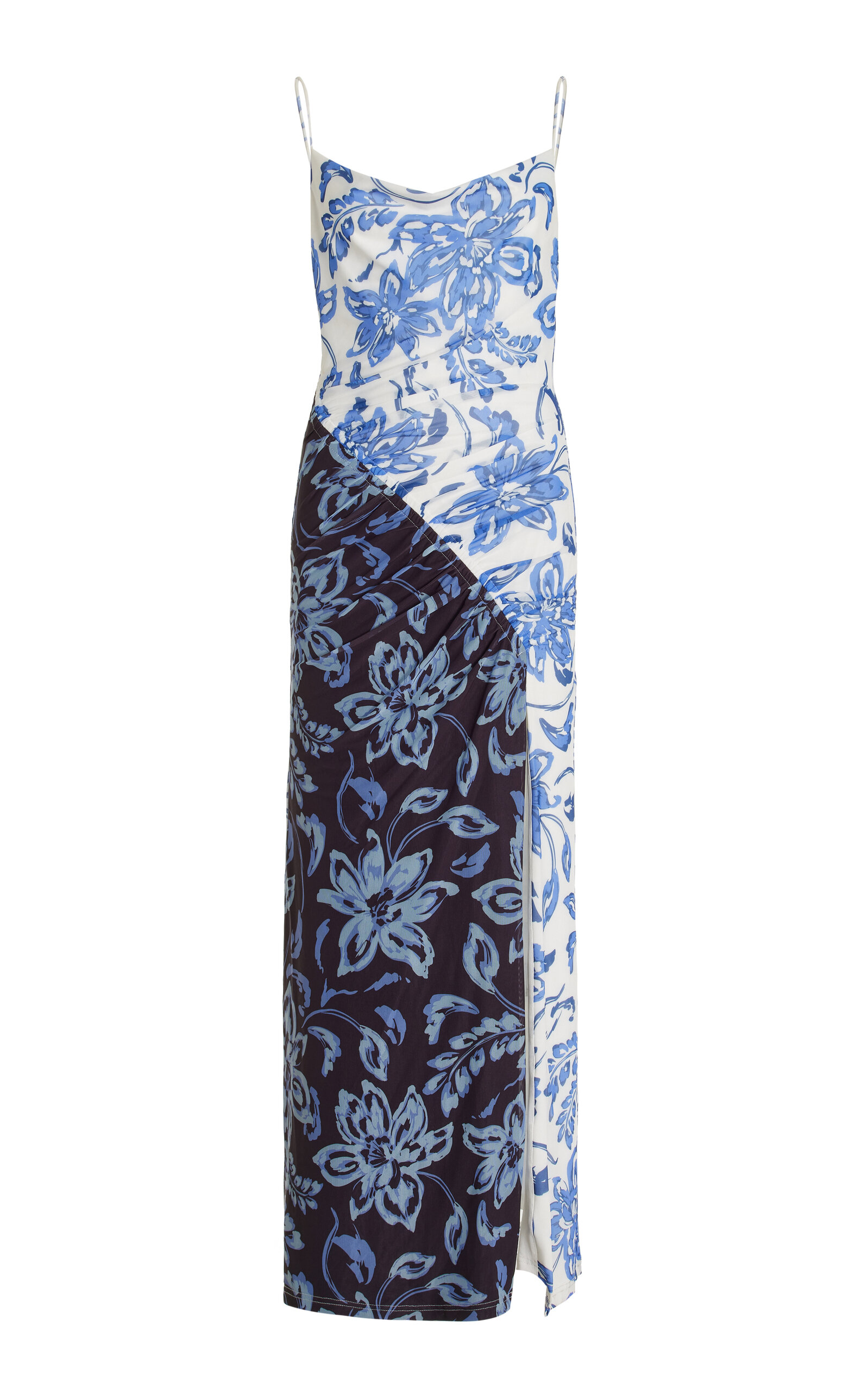 Shop Significant Other Constance Paneled Floral Crepe Maxi Dress In Blue