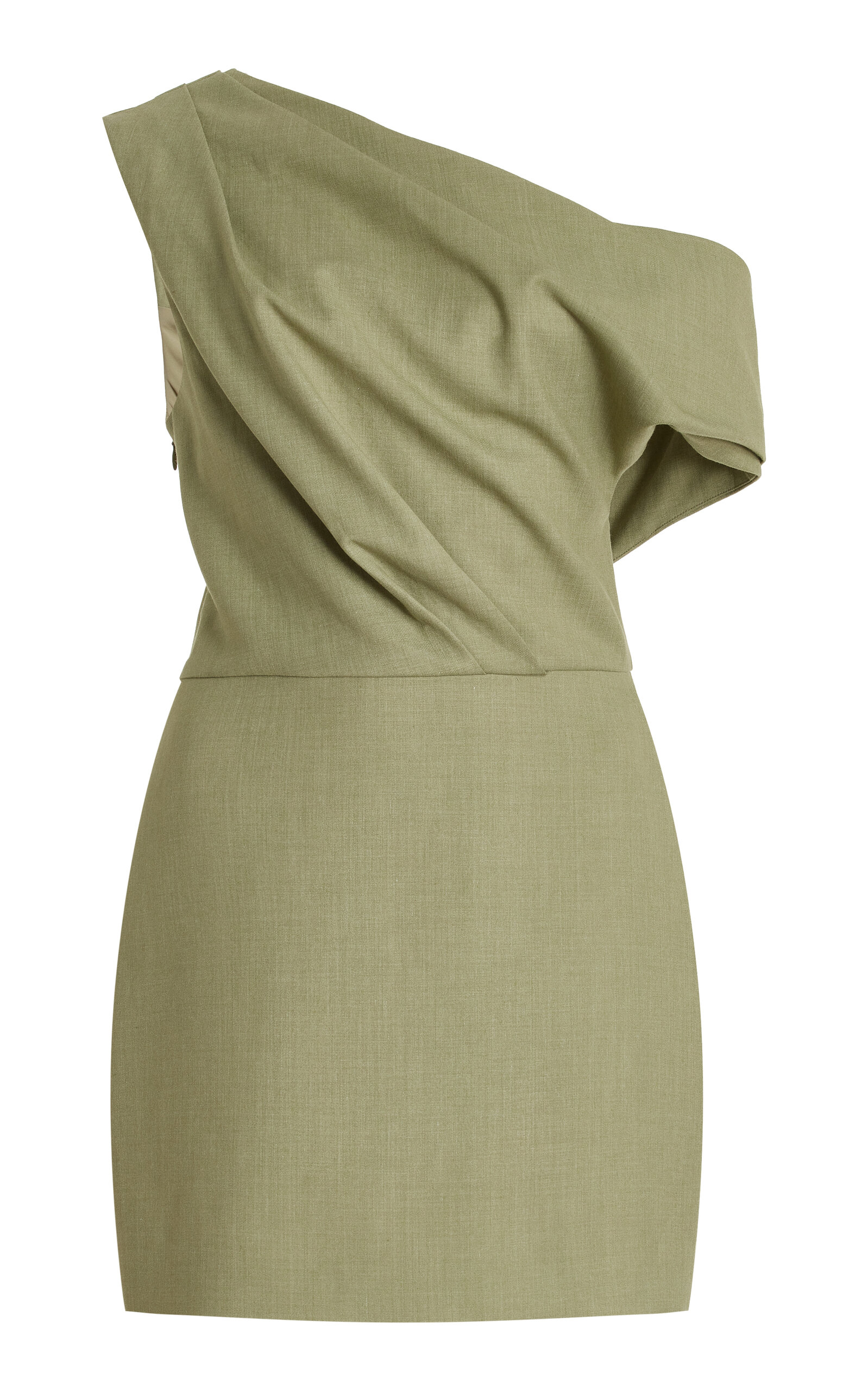 Shop Significant Other Leighton Draped Twill Mini Dress In Green