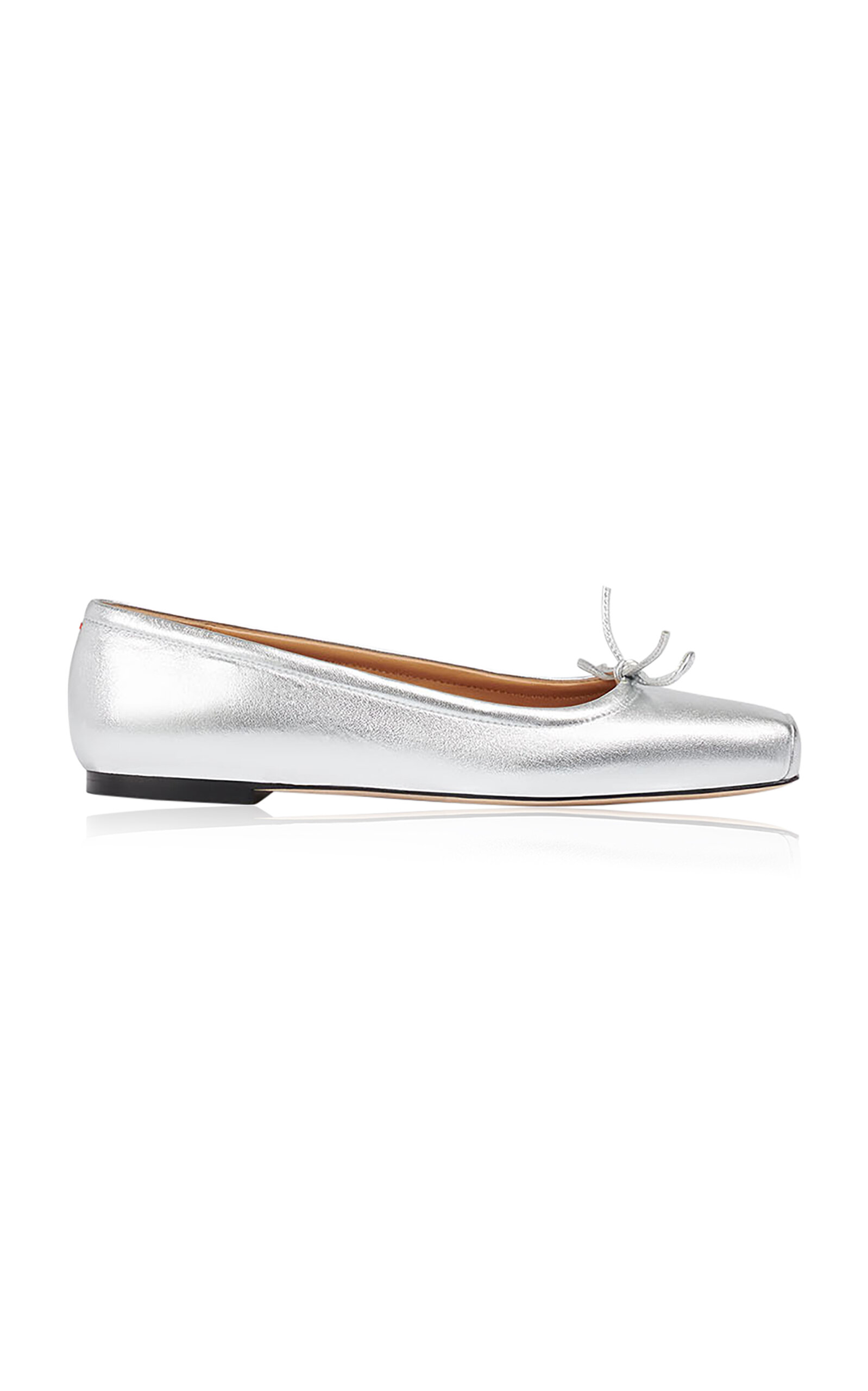 Shop Aeyde Gabriella Laminated Nappa Leather Flats In Silver