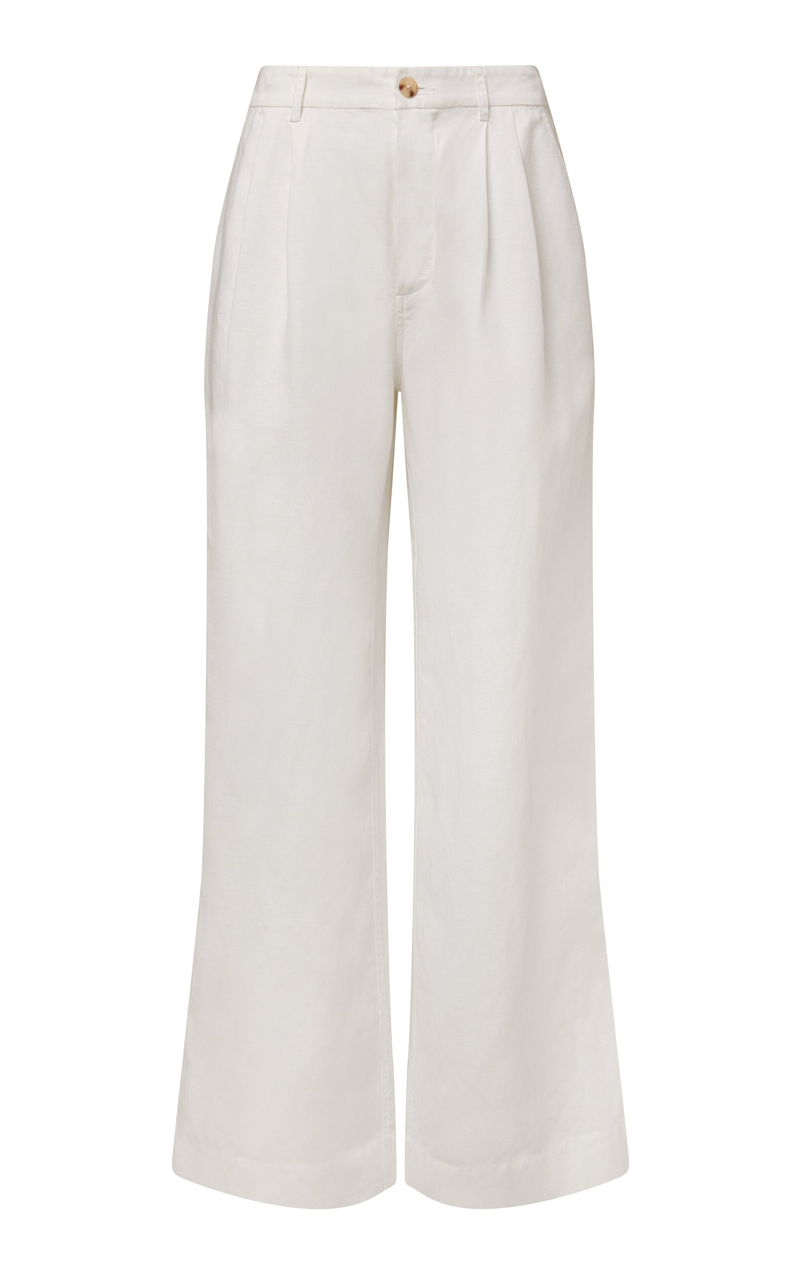 Onia Pleated Linen-Blend Wide-Leg Pants - White - Women's Clothing
