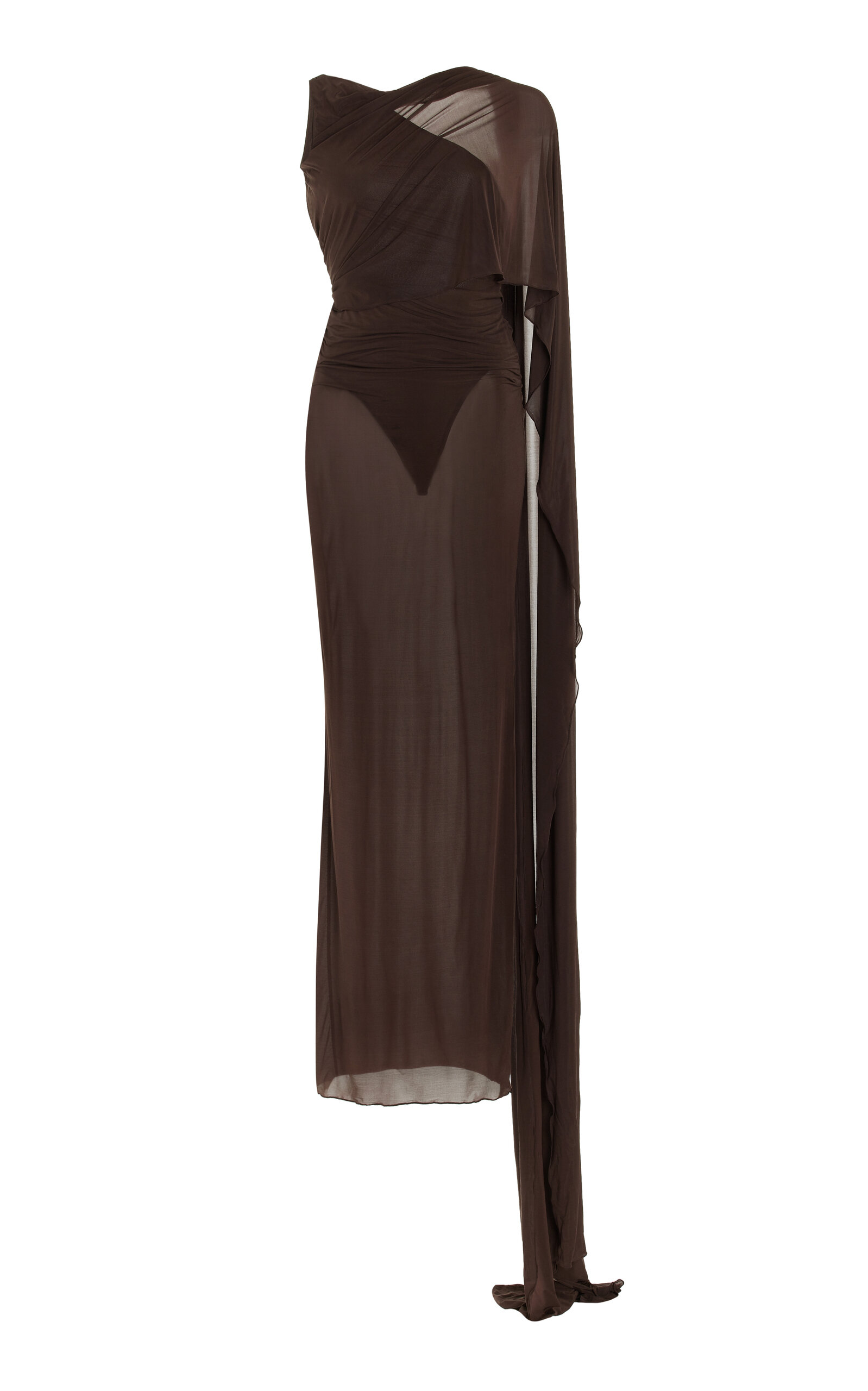 The Attico Ruched Sheer Jersey Maxi Dress - Women's Clothing