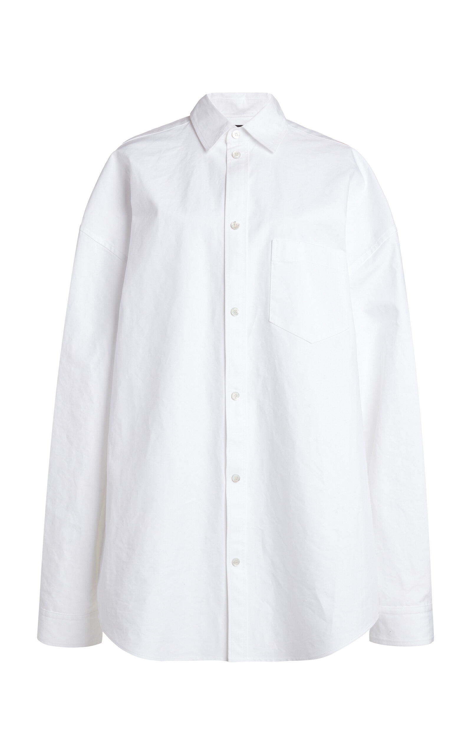 Shop Balenciaga Oversized Cotton Poplin Shirt In White