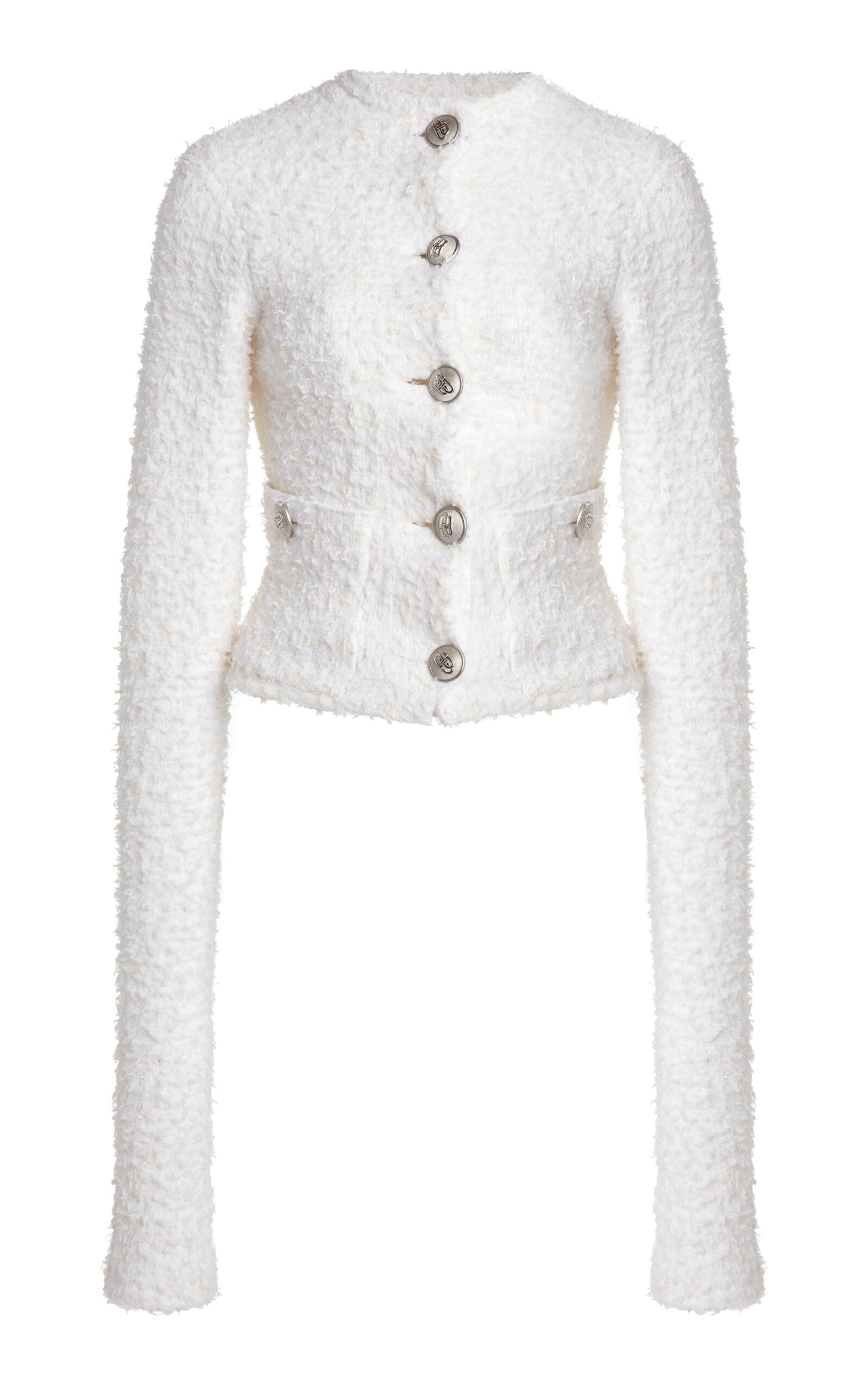Balenciaga Cotton Tweed Cardigan - White - XS