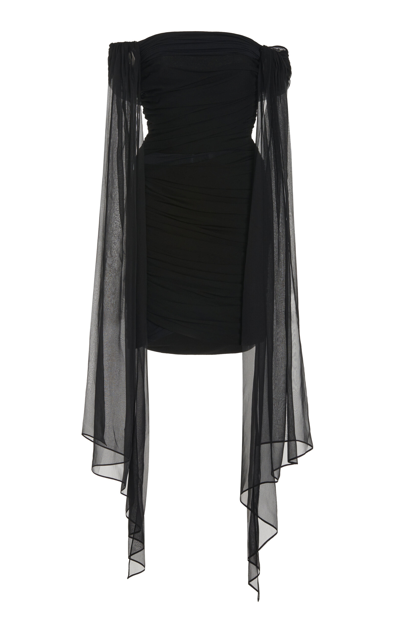 Givenchy Off-the-shoulder Draped Mini Dress In Black