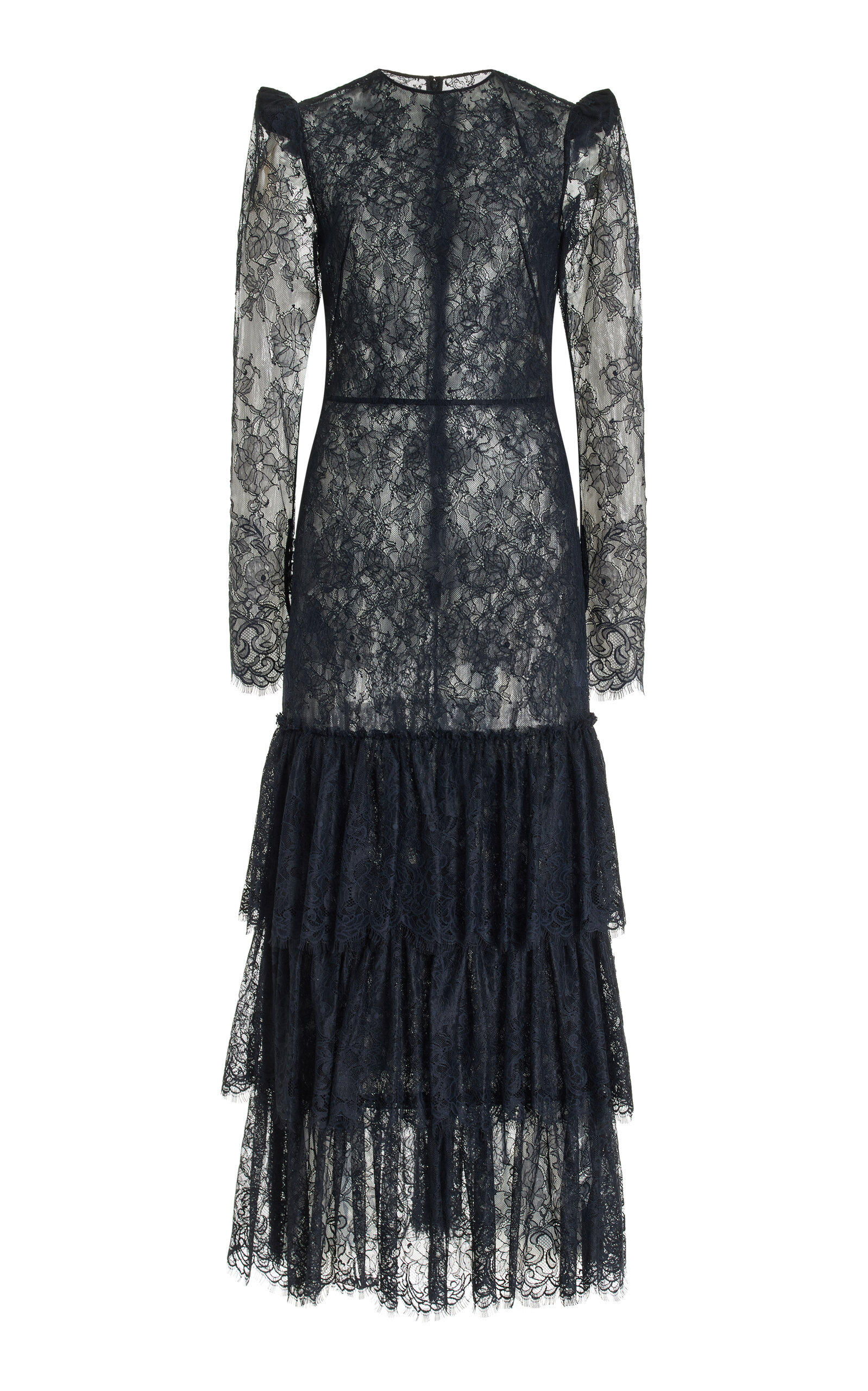 Shop The Vampire's Wife The Earl Tiered Lace Maxi Dress In Black