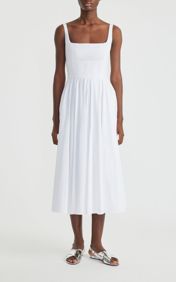 EMILIA WICKSTEAD NIKUSH COTTON SQUARE-NECK MIDI DRESS