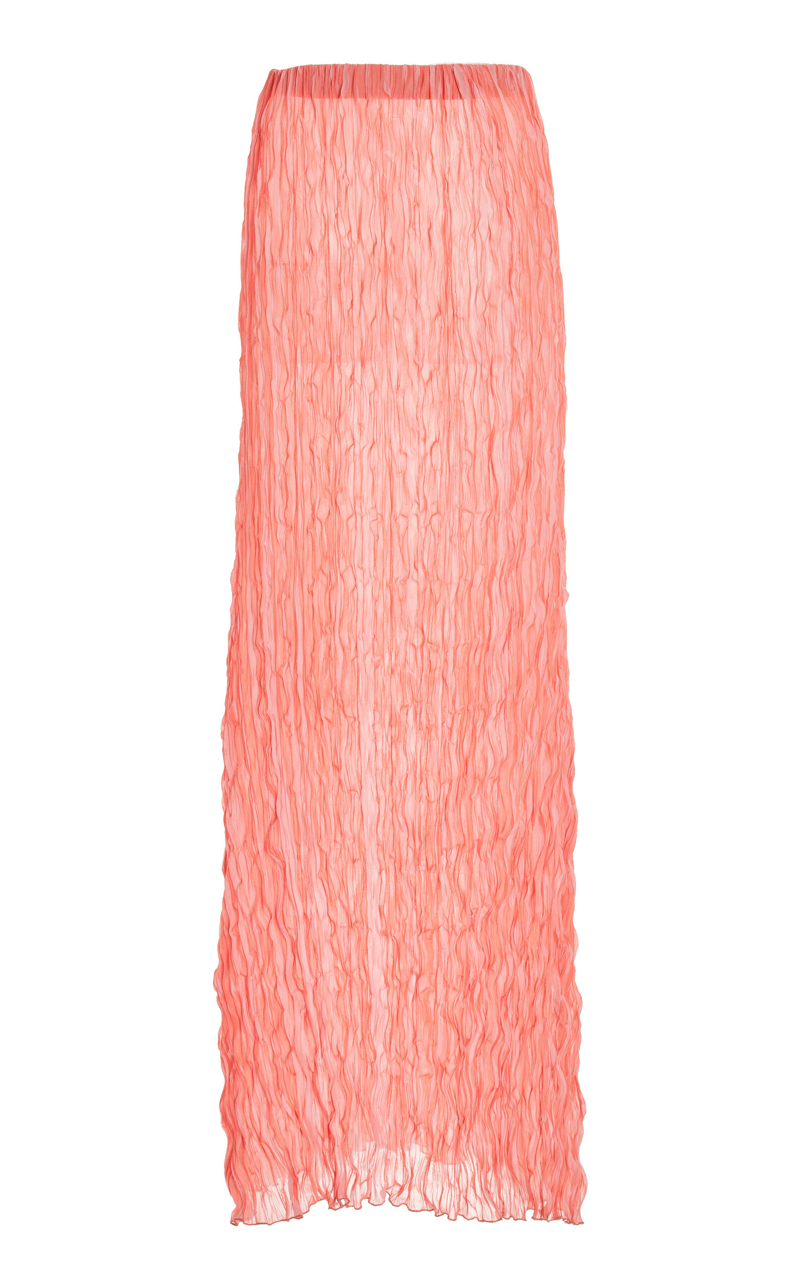 Lapointe Pleated Georgette Maxi Skirt In Coral