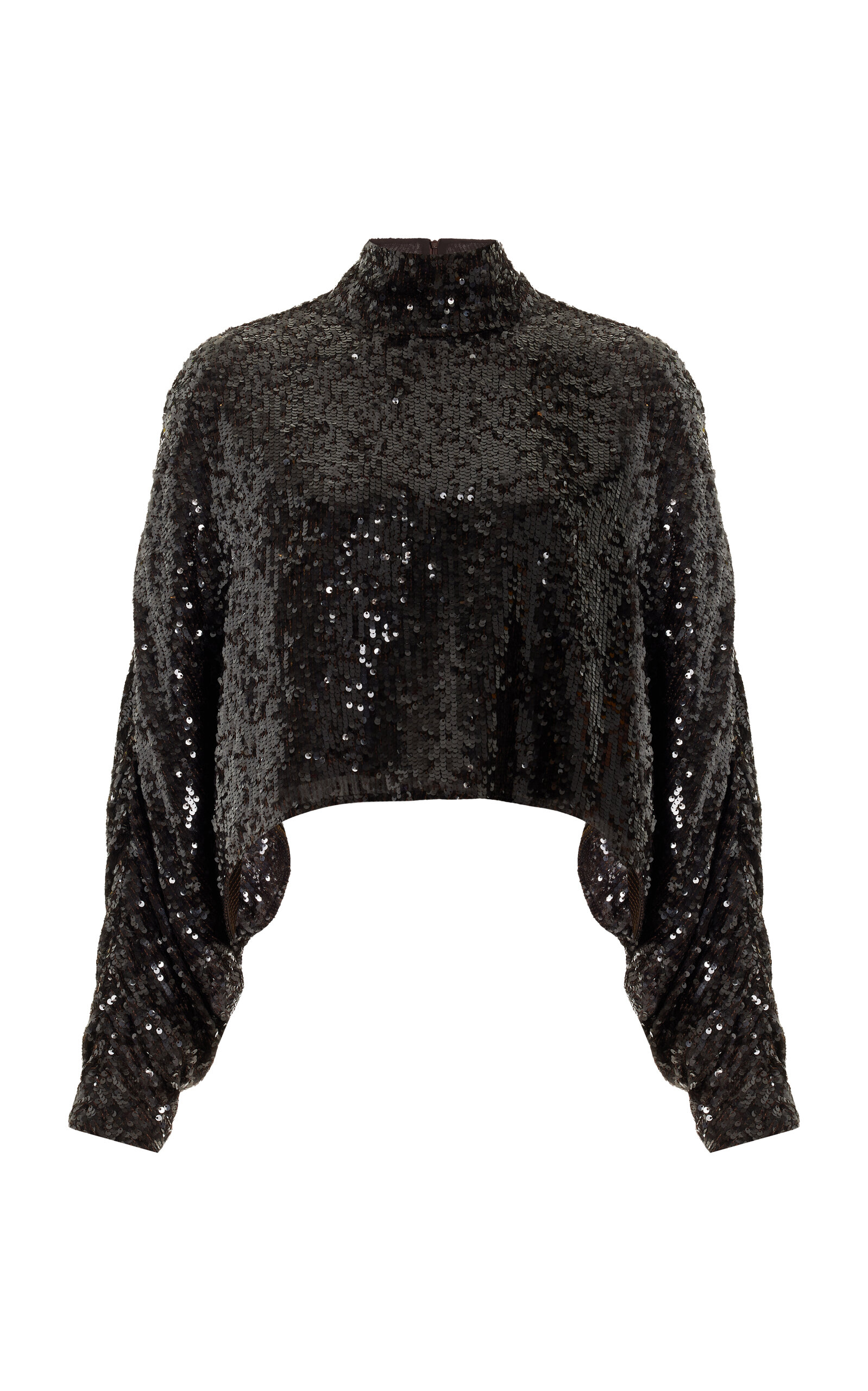 Lapointe Sequined Dolman Crop Top In Brown