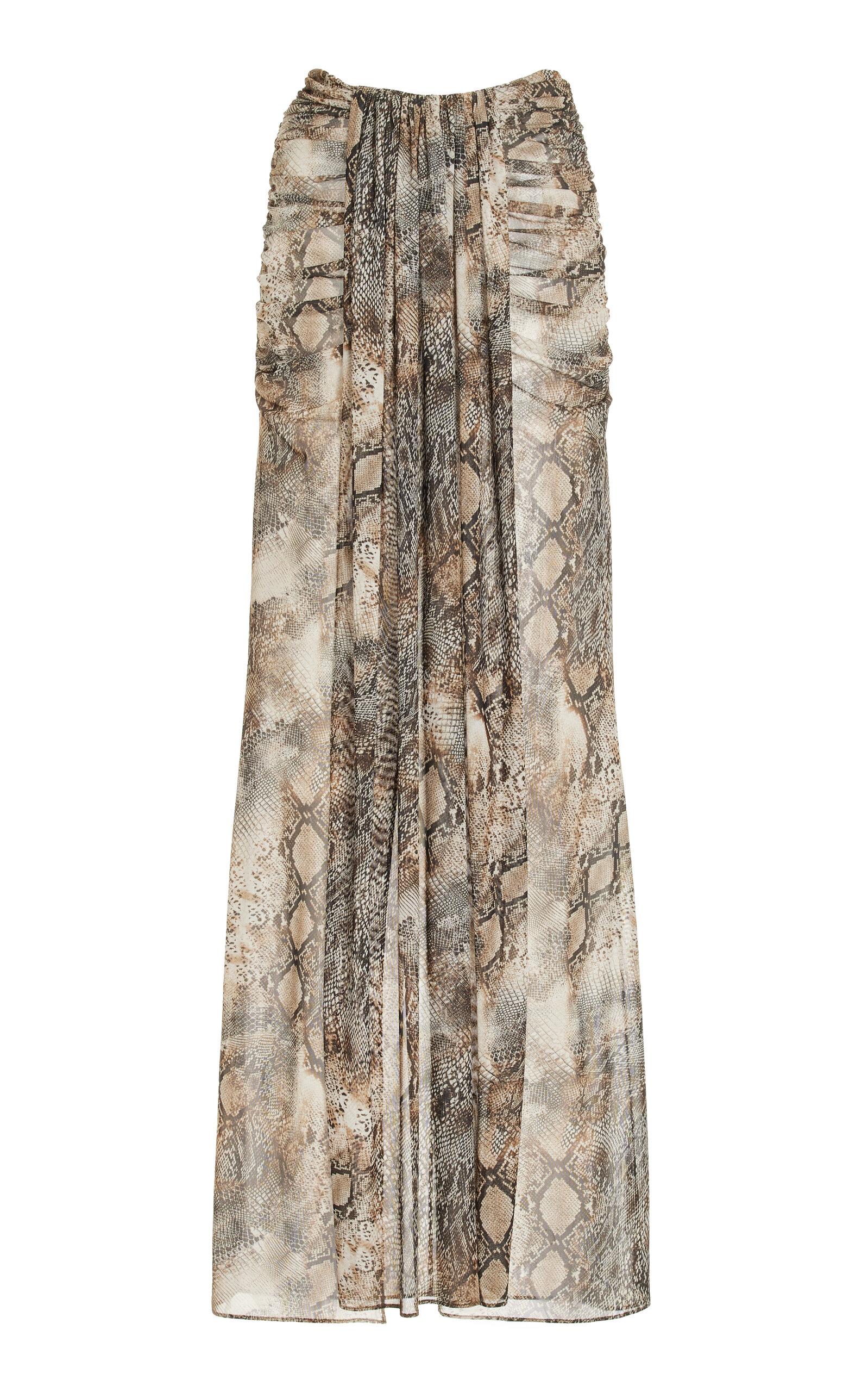 Lapointe Printed Mesh Draped Maxi Skirt In Print