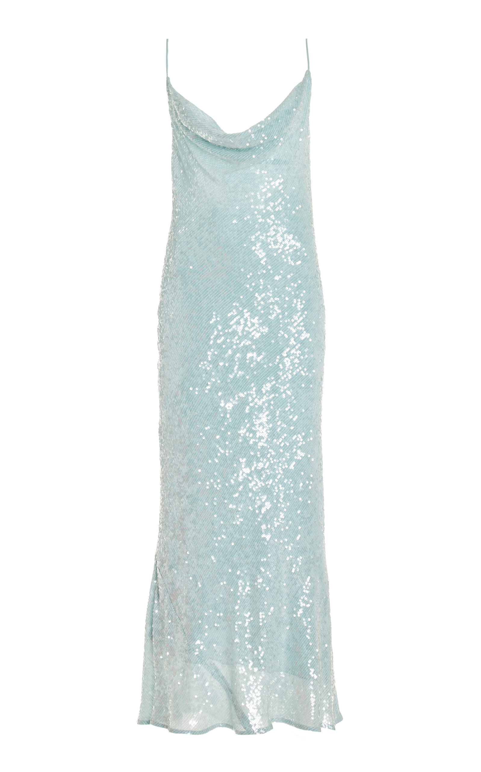 Lapointe Tie-back Sequined Slip Dress In Light Blue