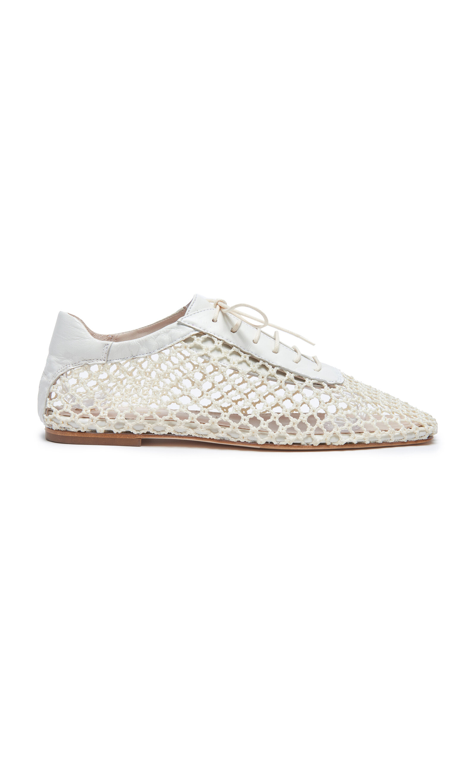 Shop Andrea Gomez Antonia Woven Leather Oxford Flats In White