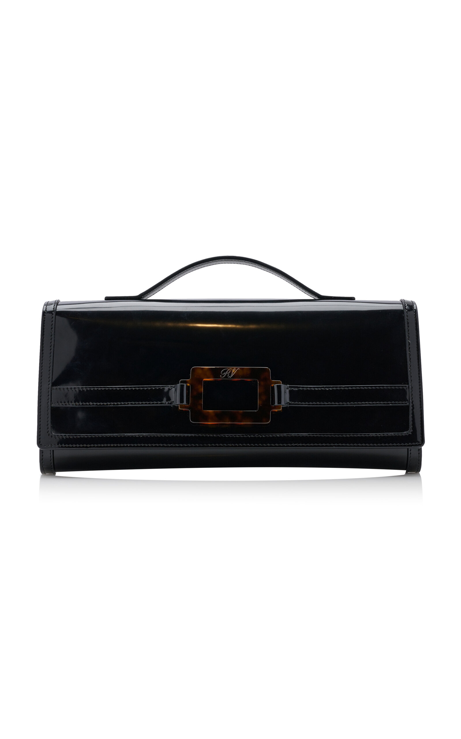 Roger Vivier Belle Vivier Leather Clutch - Black - OS