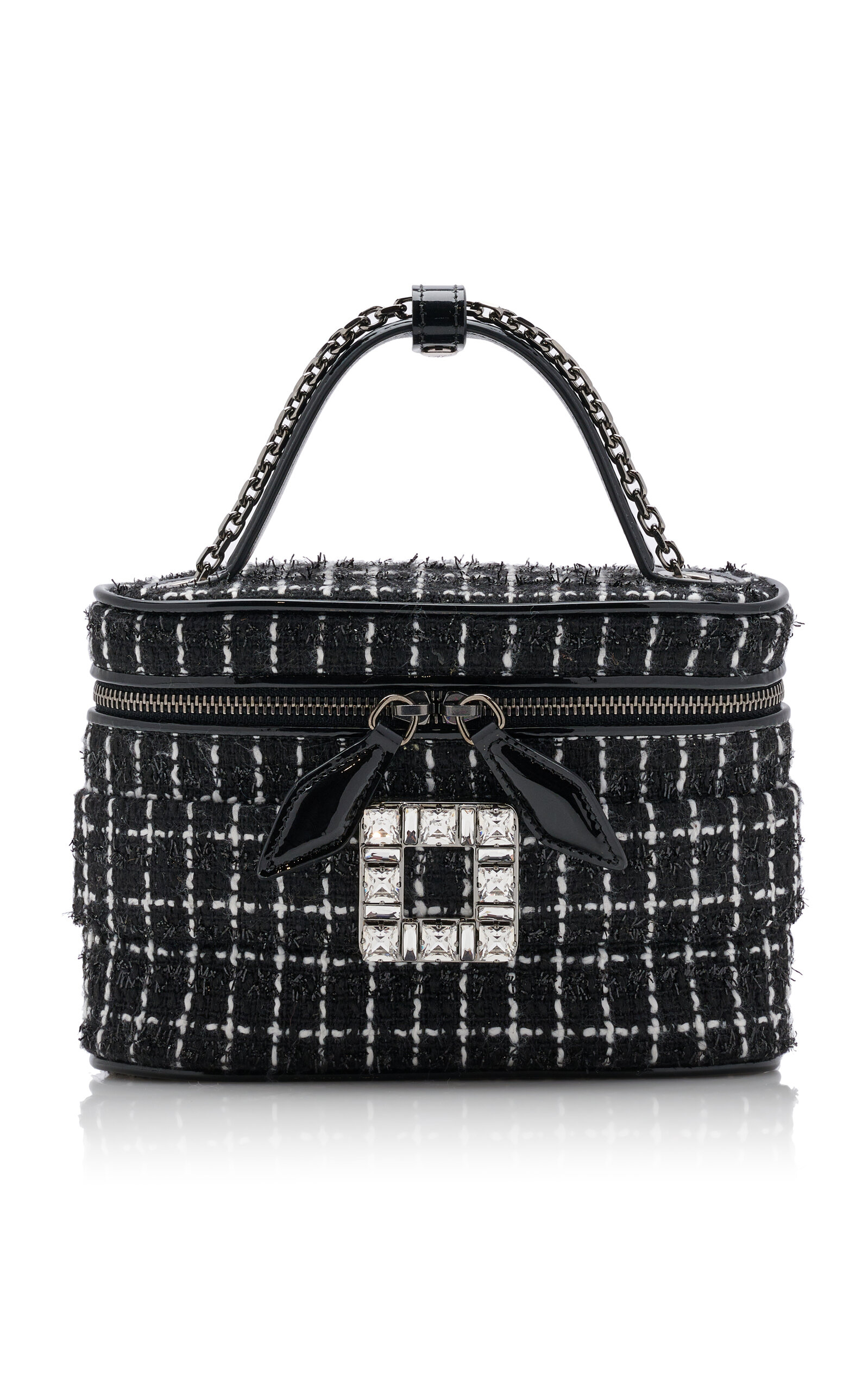 Roger Vivier Crystal-Buckle Tweed Vanity Micro Bag  - Black - OS