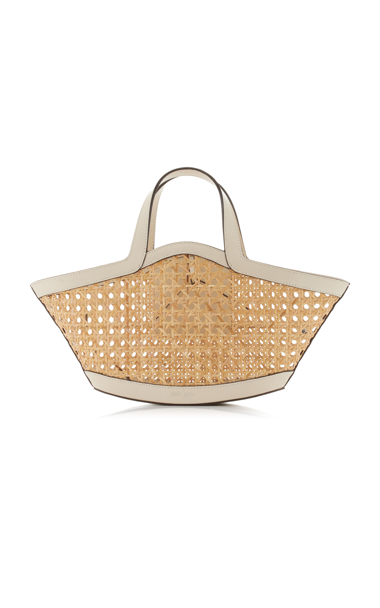 Cult Gaia Yara Mini Leather-Trimmed Woven Rattan Tote - Neutral - OS