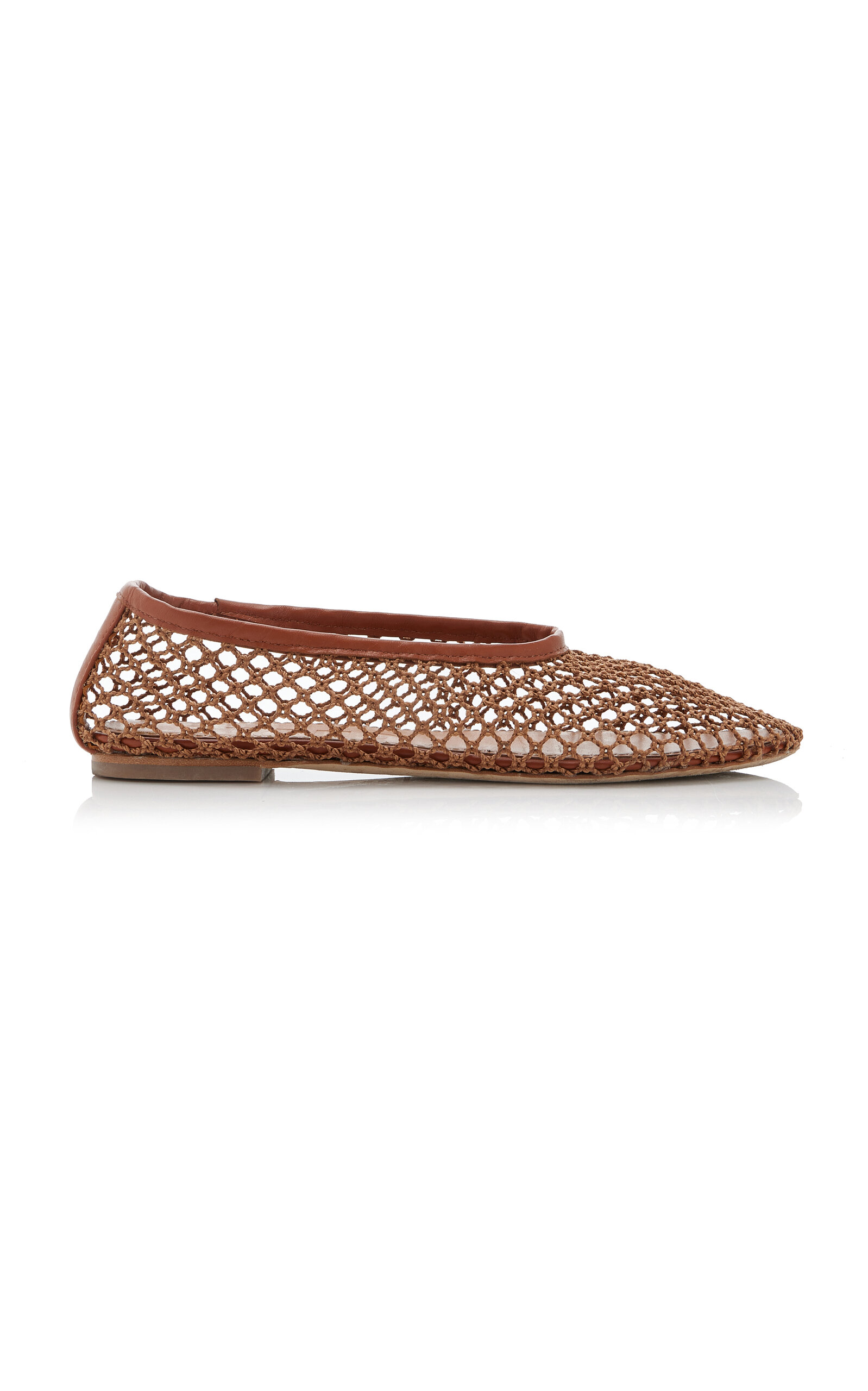 Staud Alba Ballet Flats Tan Netting In Brown