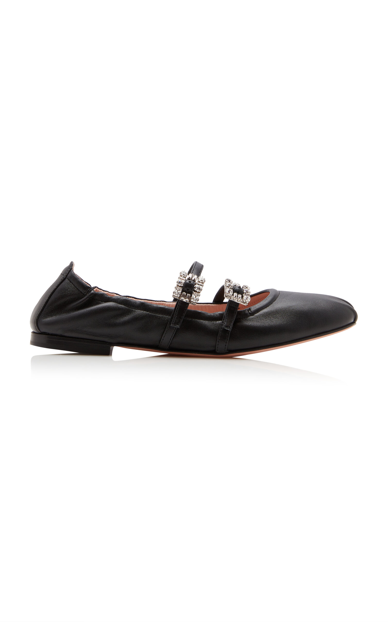 Roger Vivier Leather Strap Ballet Flats In Black