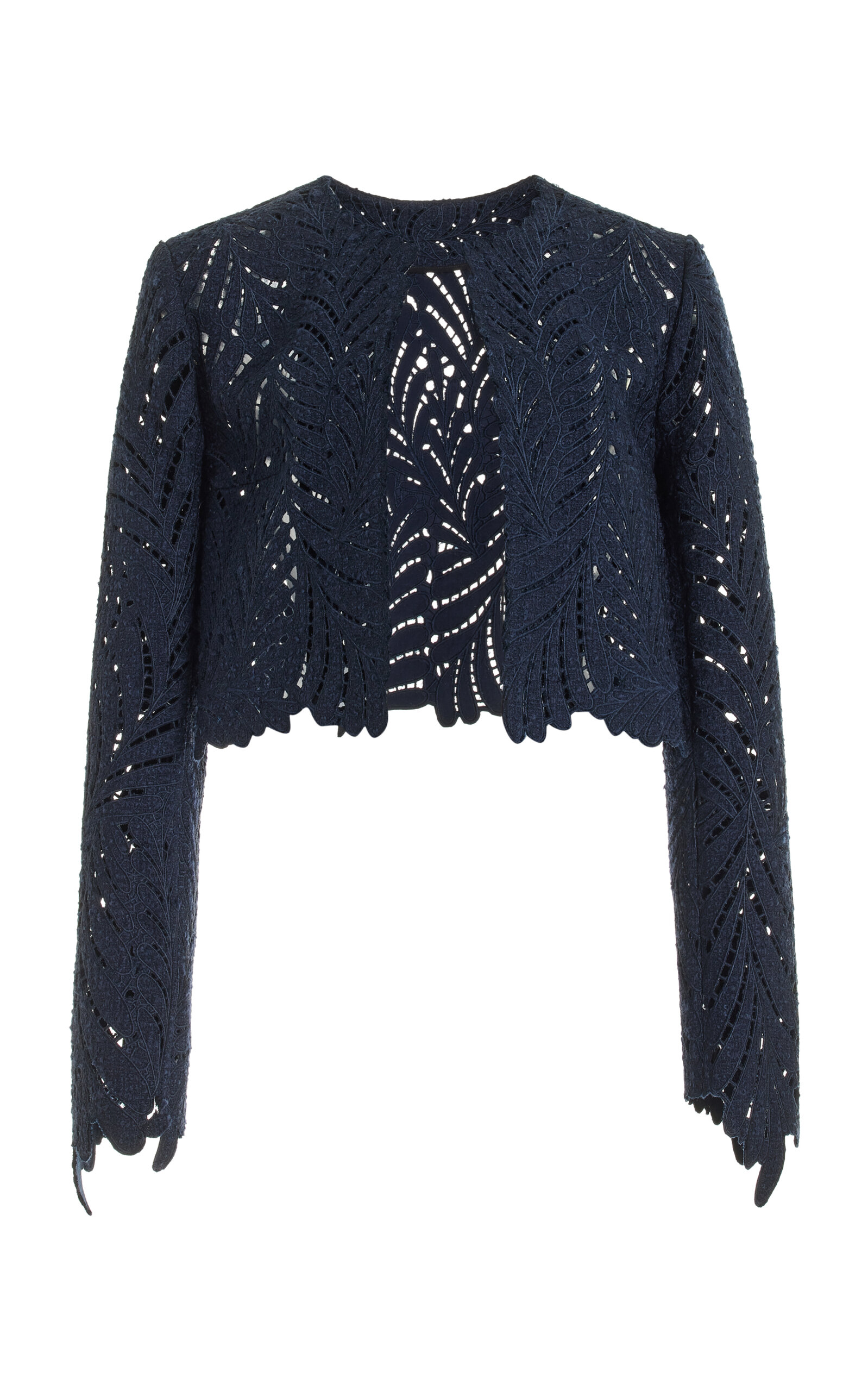 Oscar De La Renta Cotton-blend Tweed Jacket In Navy
