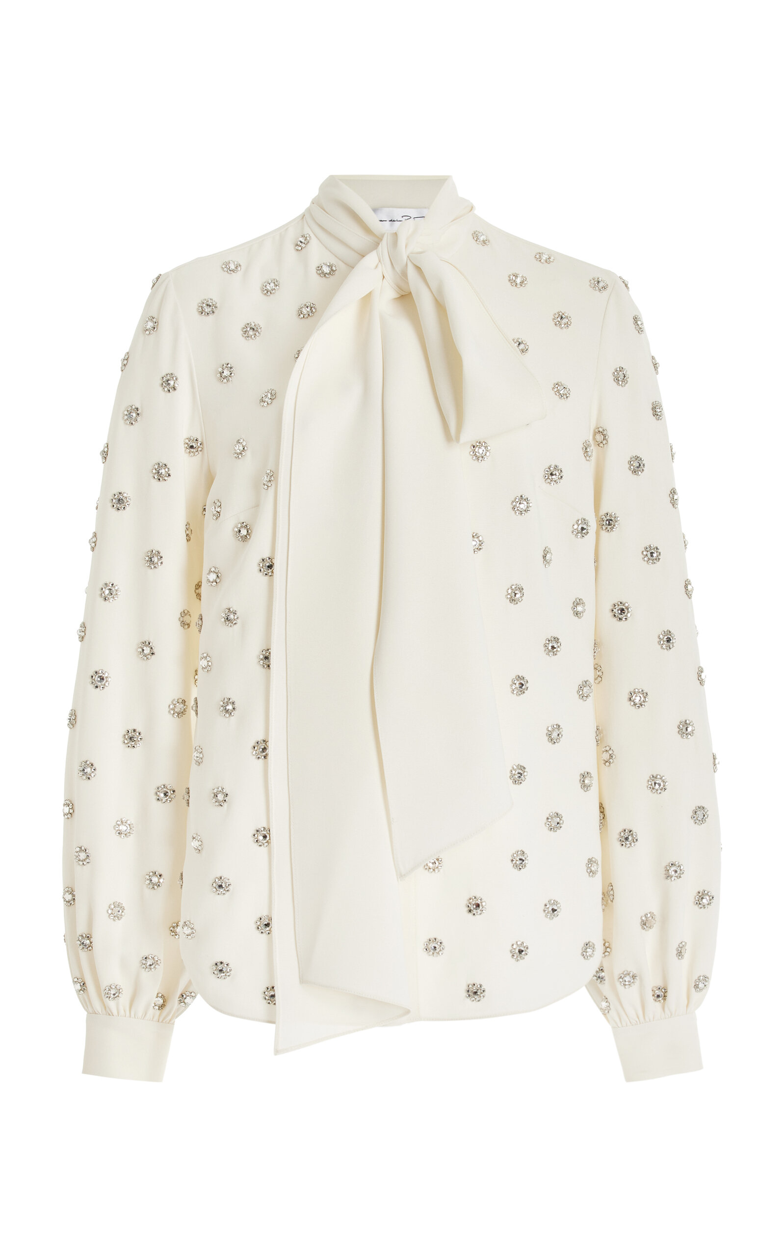 Oscar De La Renta Embellished Silk-blend Blouse In Ivory