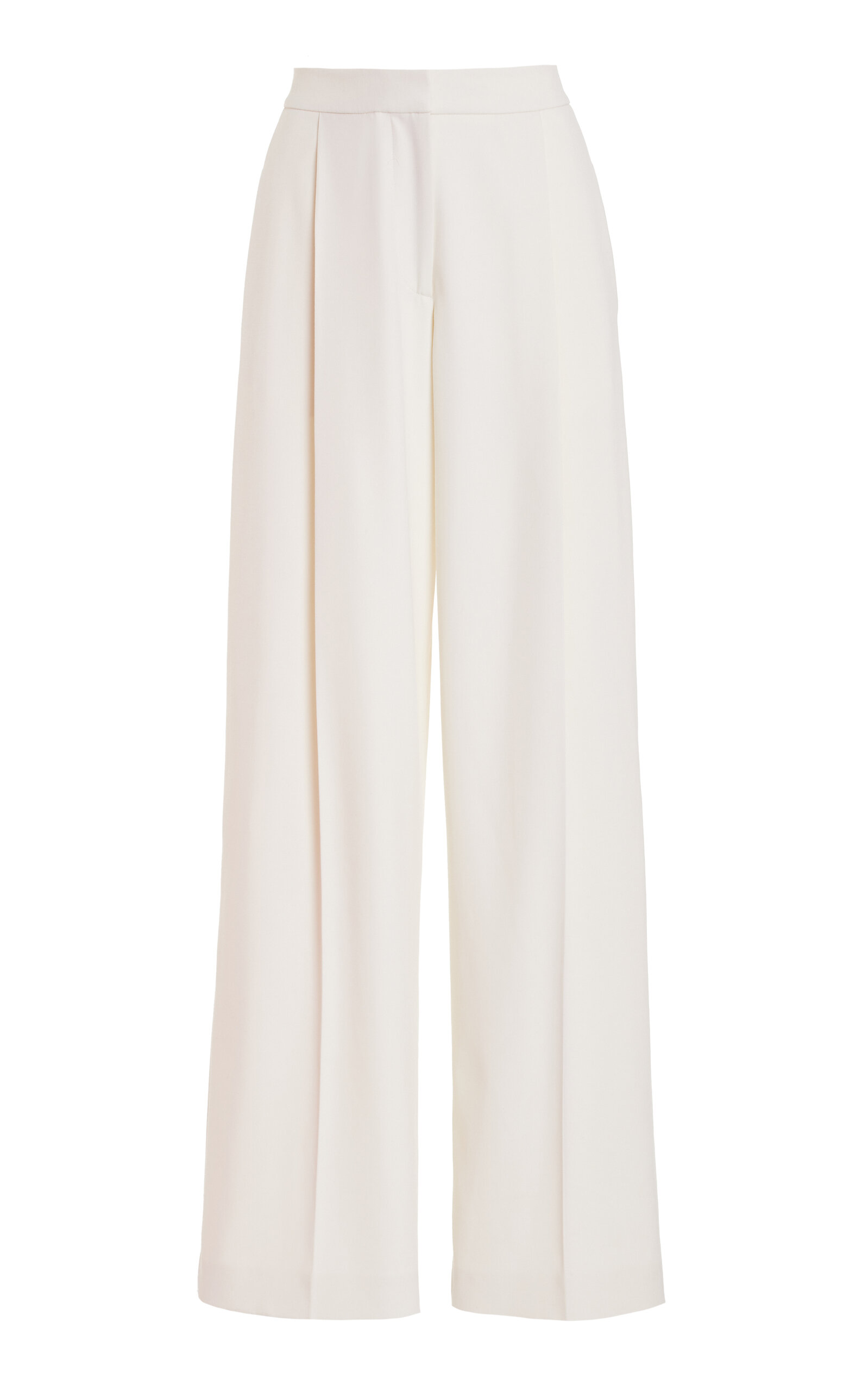 Oscar De La Renta High Waisted Wide Leg Trousers In Ivory