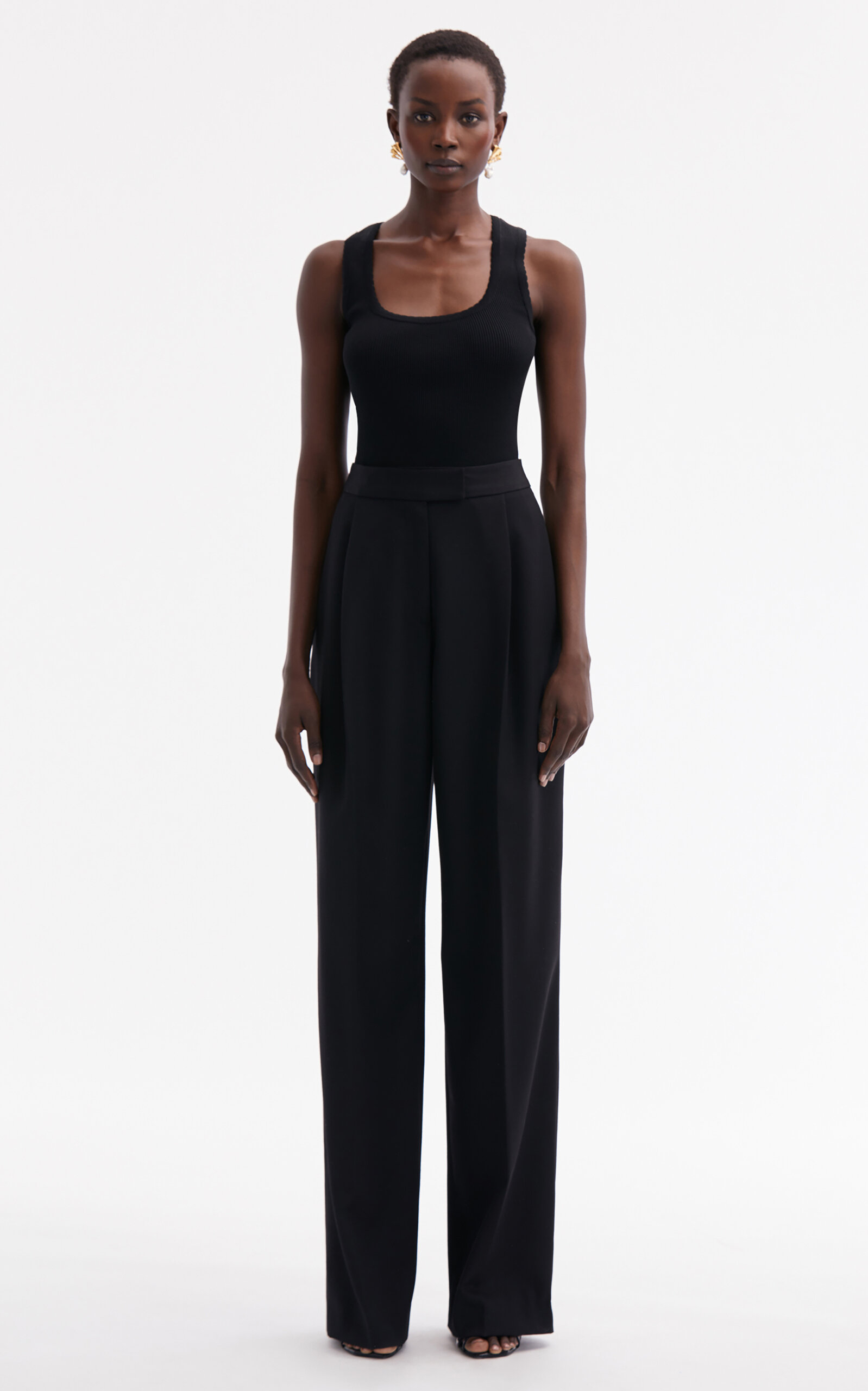 Oscar De La Renta High-rise Stretch-wool Wide-leg Pants In Black