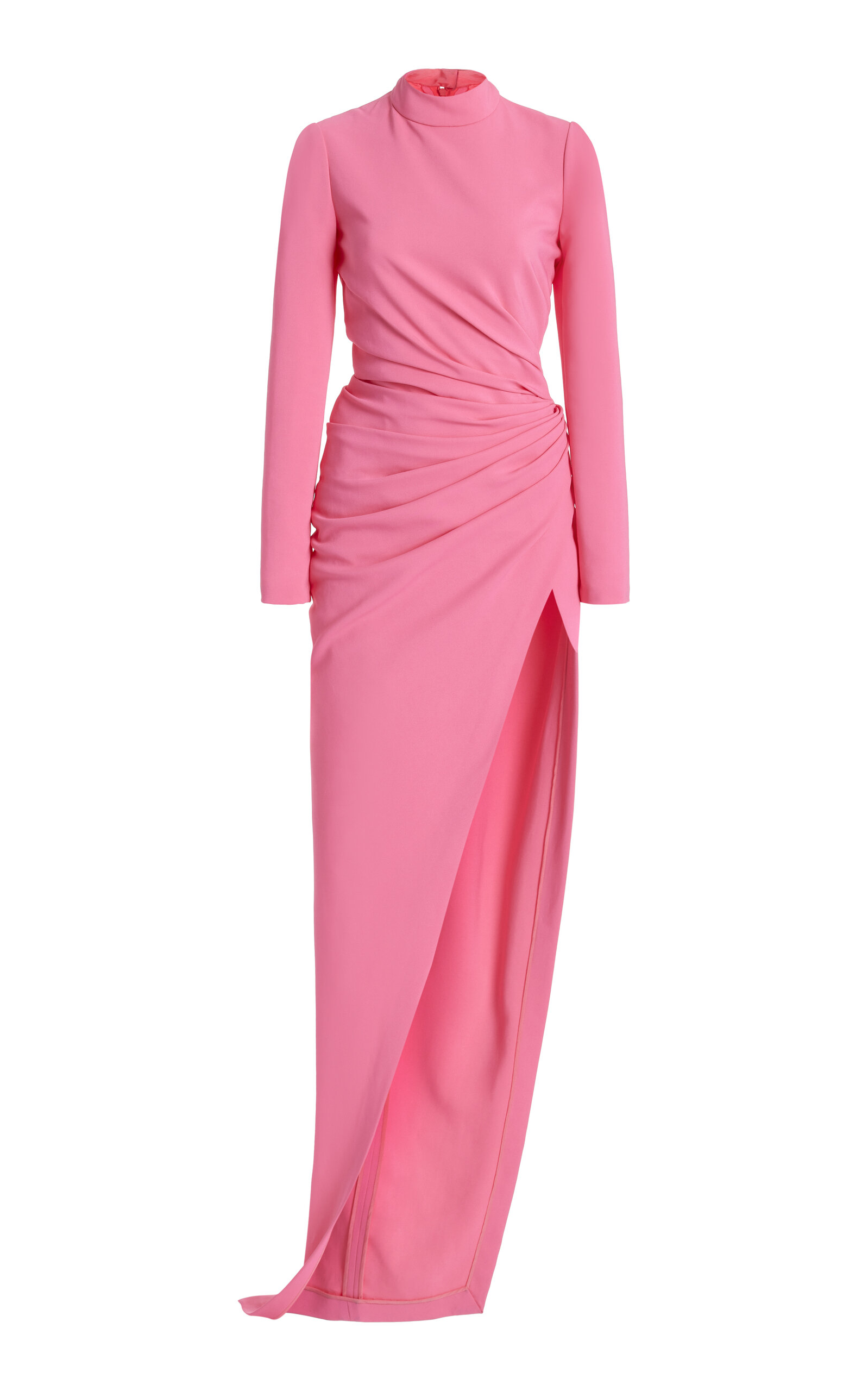 Oscar De La Renta High-slit Cady Gown In Pink