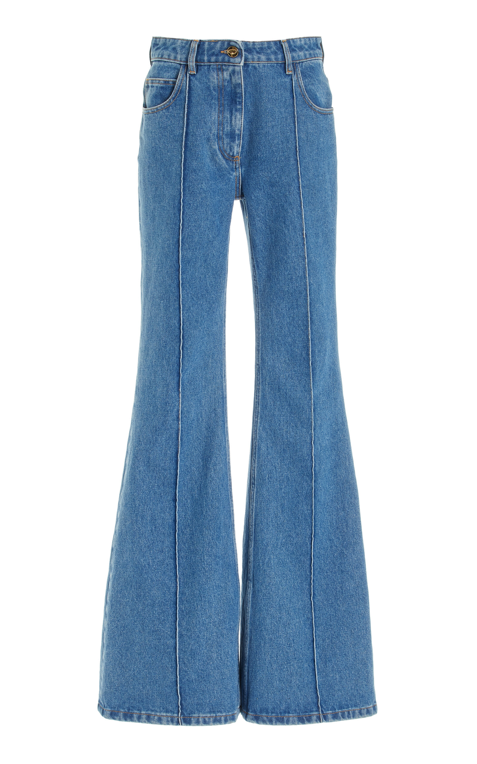 OSCAR DE LA RENTA RIGID MID-RISE FLARED JEANS
