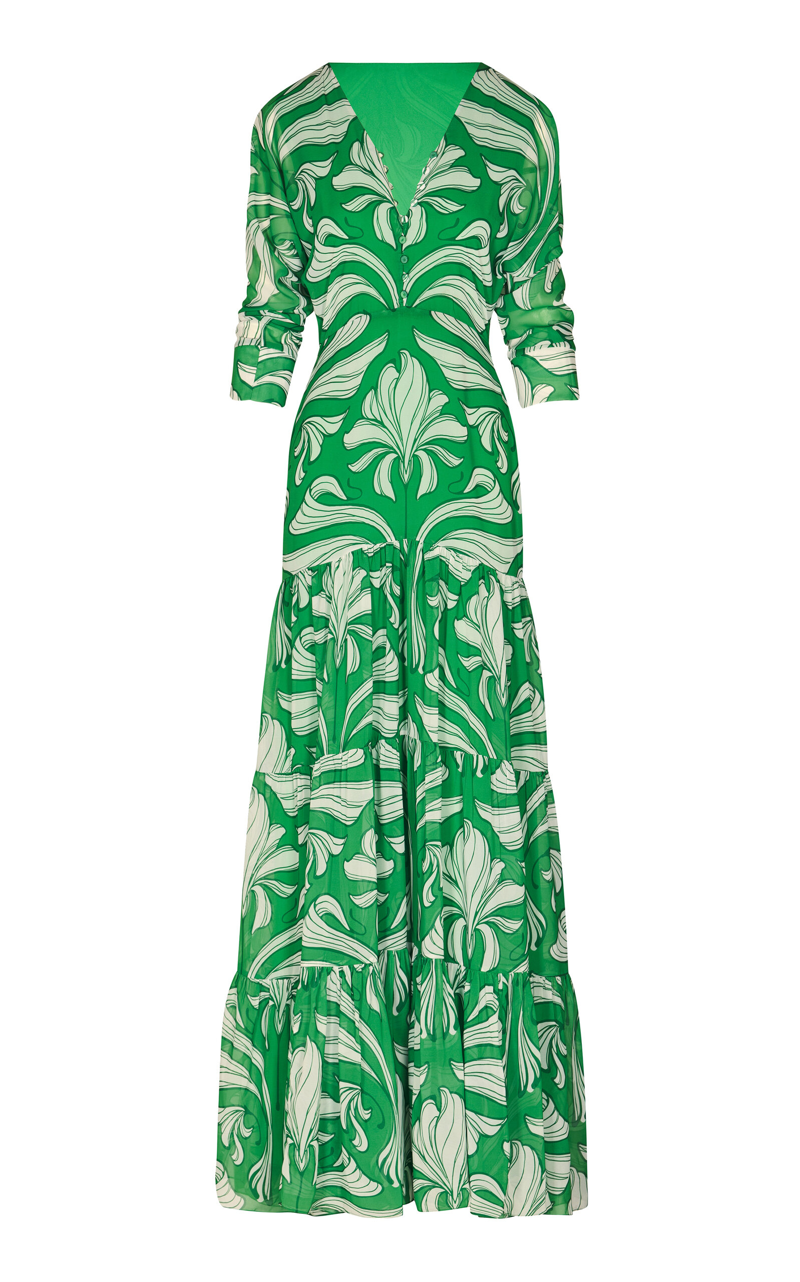 Andres Otalora El Malecon Tiered Chiffon Maxi Dress In Green | ModeSens Andres Otalora El Malecon Tiered Chiffon Maxi Dress In Green | ModeSens