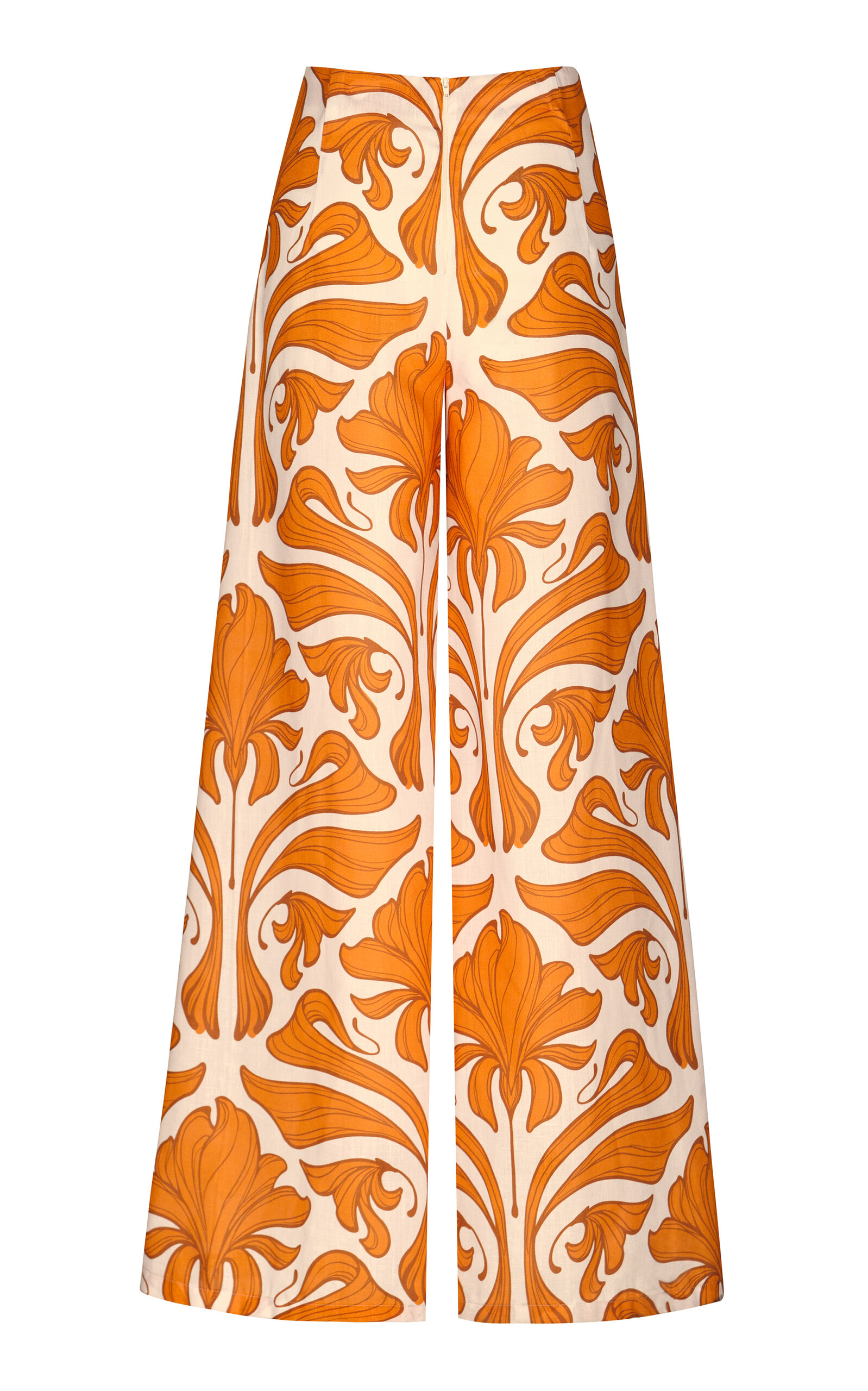 Andres Otalora Agua Clara High-rise Linen Wide-leg Pants In Orange